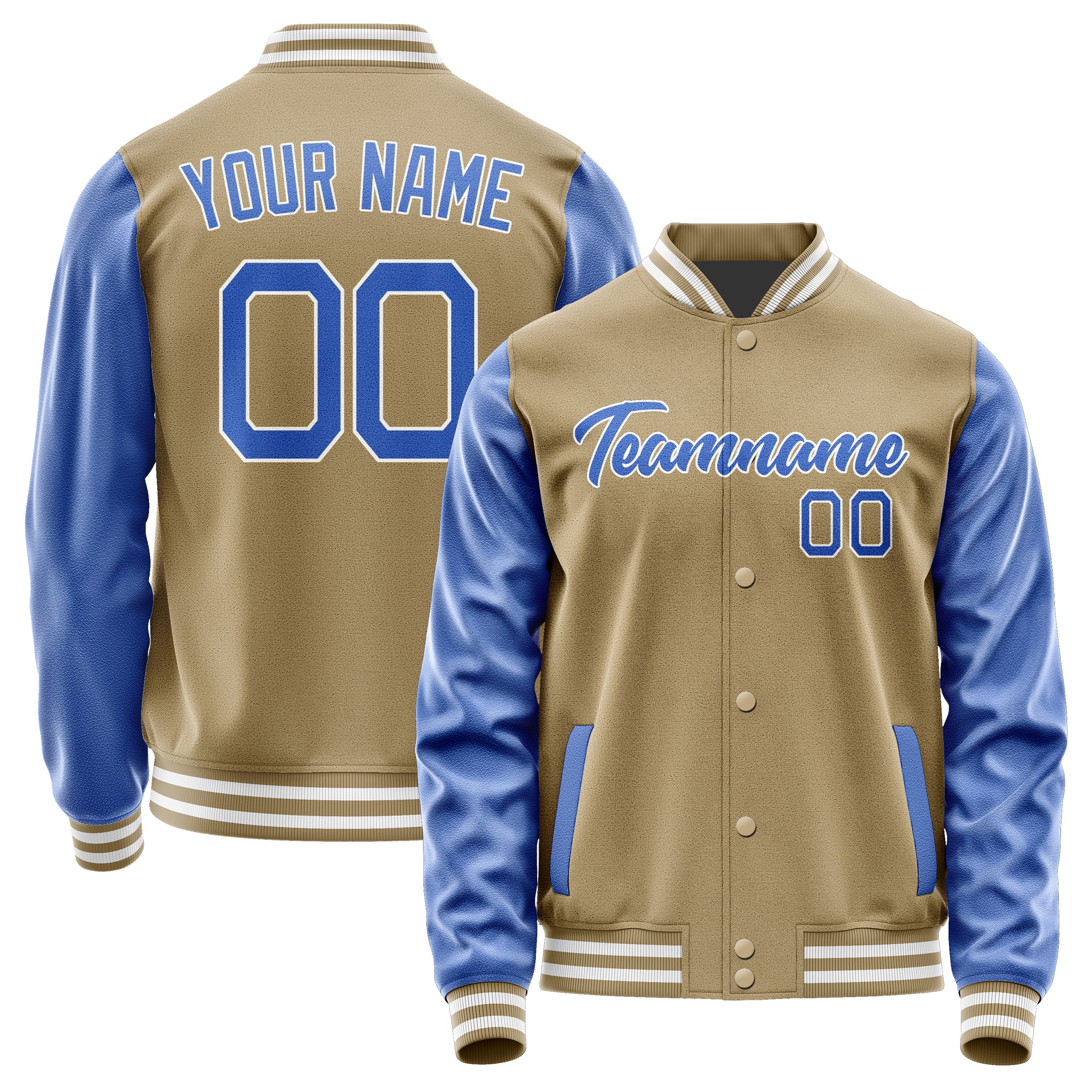Custom Light Khaki Sky Blue Jacket JA2525092518B21809