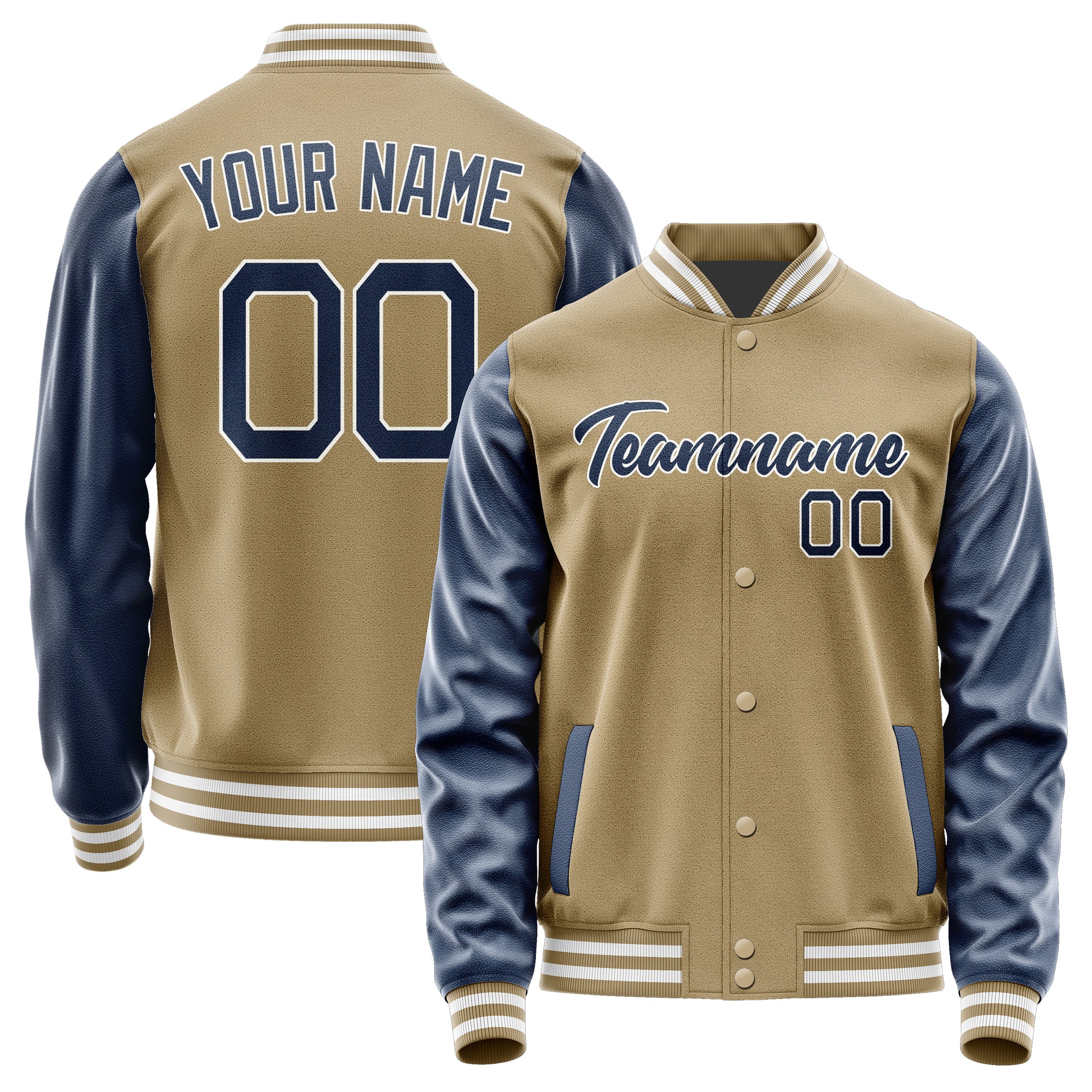 Custom Light Khaki Blue Jacket JA2525102518B21810