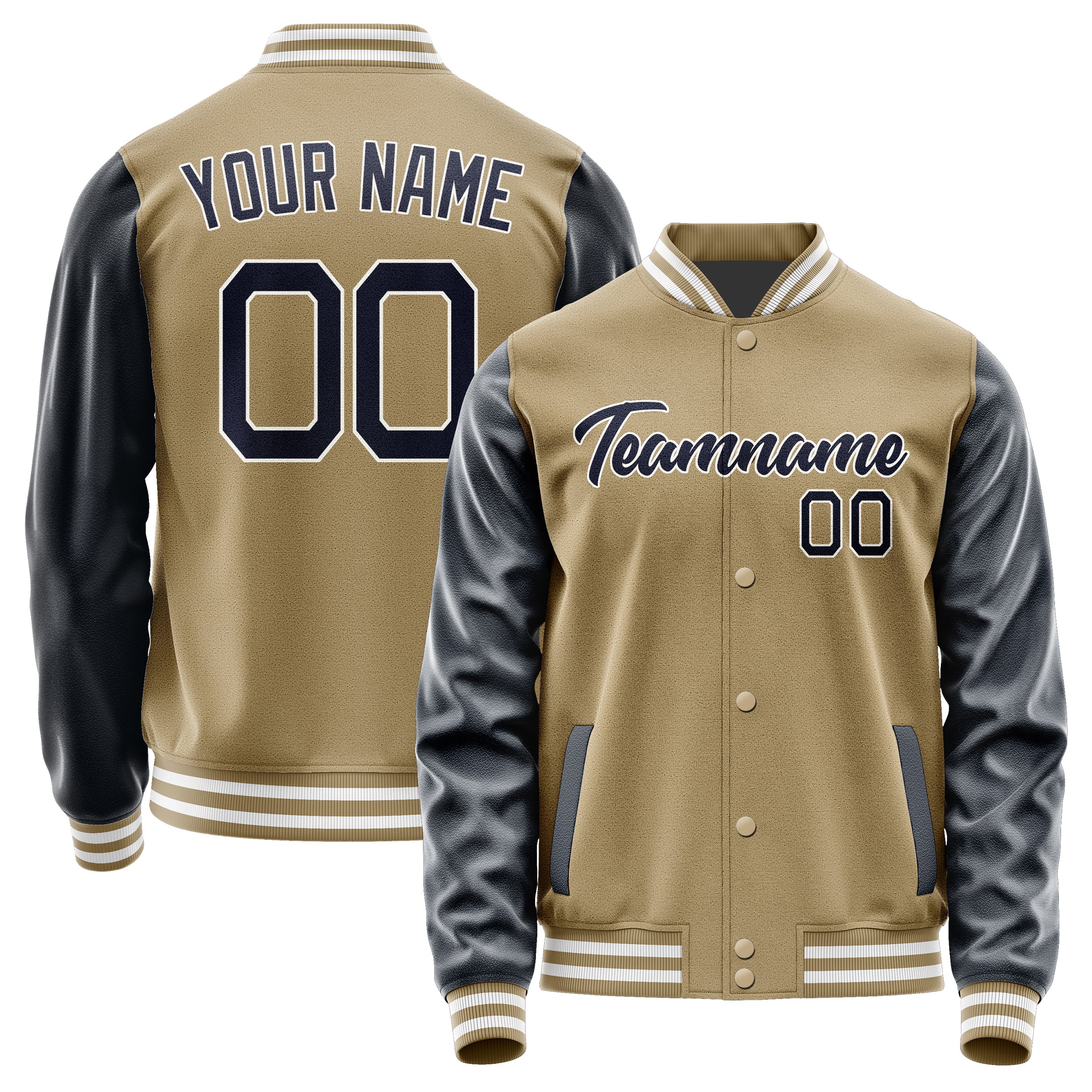 Custom Light Khaki Navy Jacket JA2525112518B21811