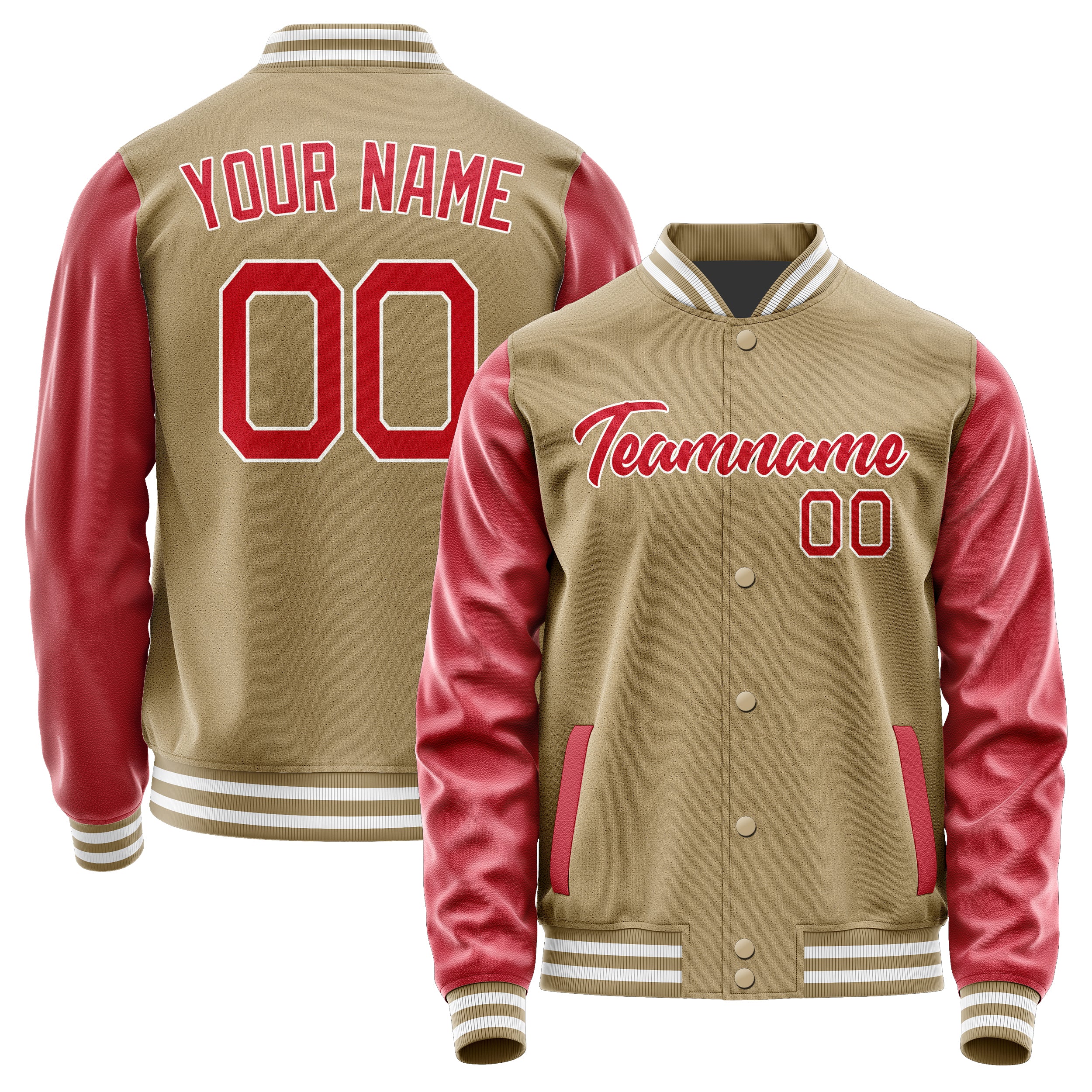 Custom Light Khaki Red Jacket JA2525142518B21814