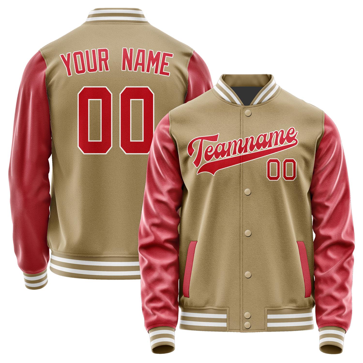 Custom Light Khaki Red Jacket JA2525142518B31814