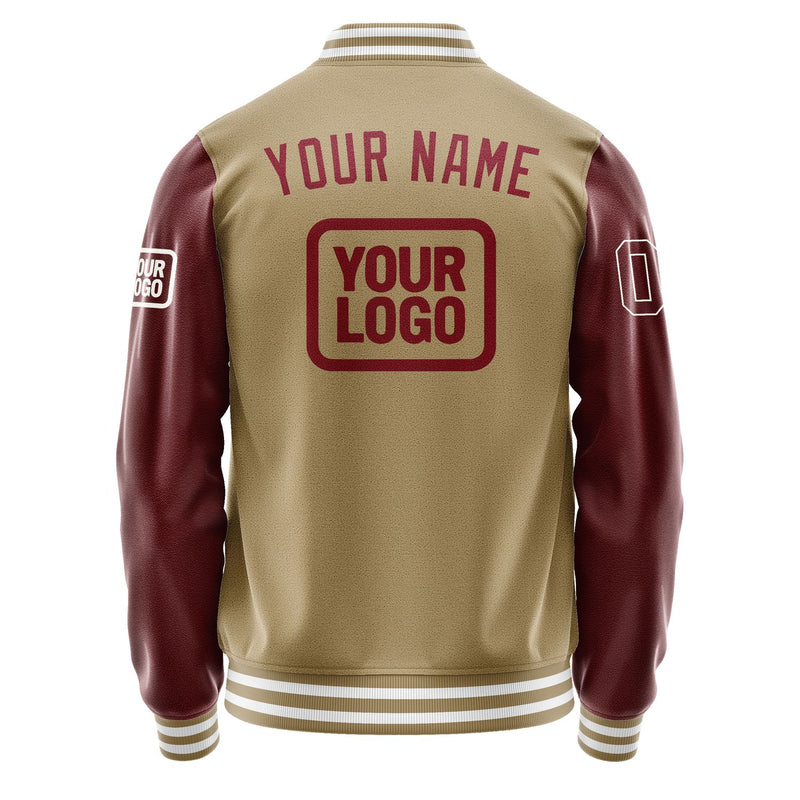 Custom Light Khaki Crimson Red Jacket JA252515251818151518