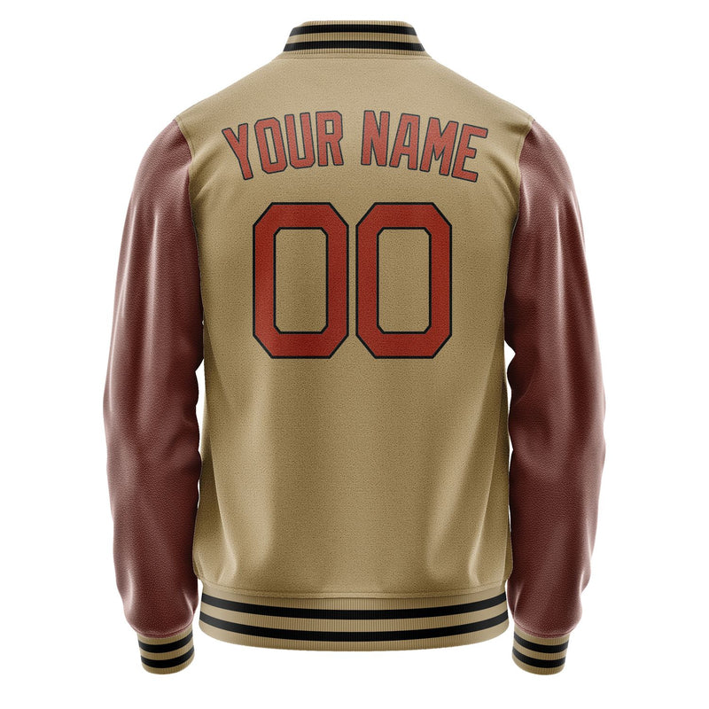Custom Light Khaki Coral Red Jacket JA2525162517B21716