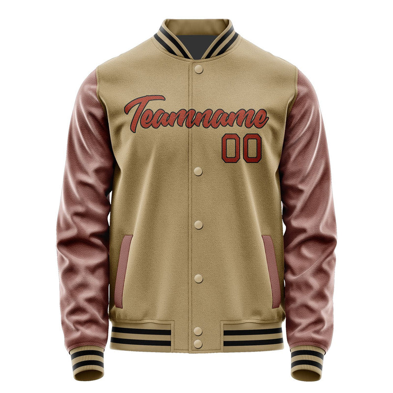Custom Light Khaki Coral Red Jacket JA2525162517B21716