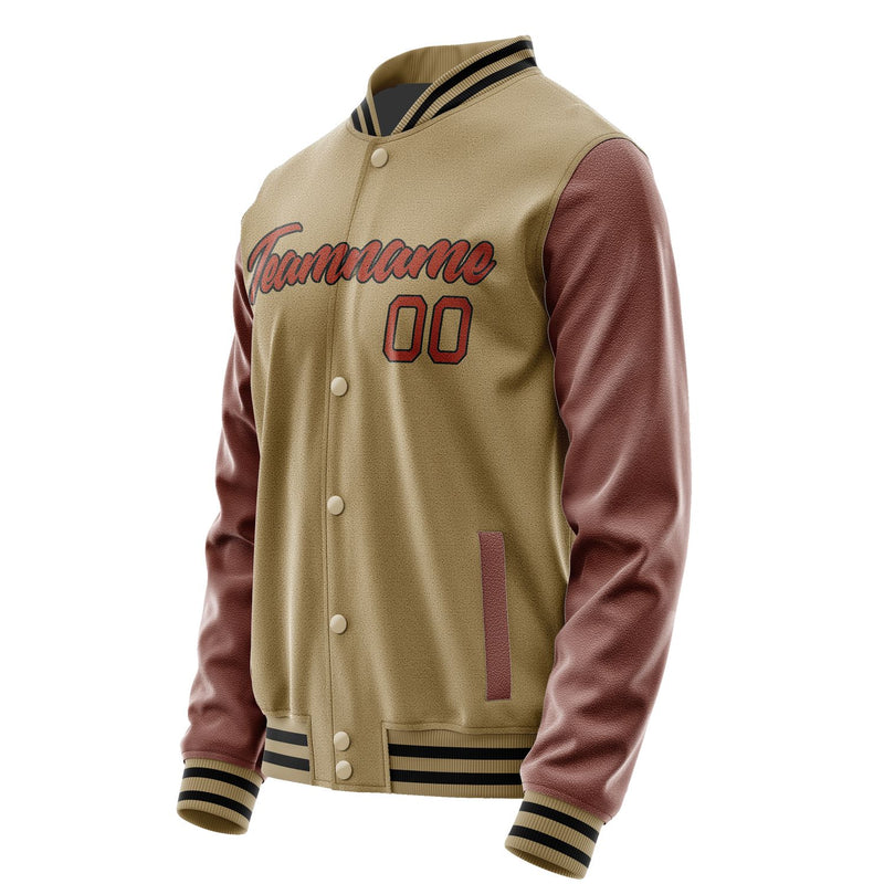 Custom Light Khaki Coral Red Jacket JA2525162517B21716