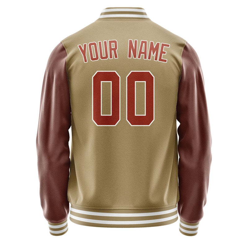 Custom Light Khaki Coral Red Jacket JA2525162518B31816