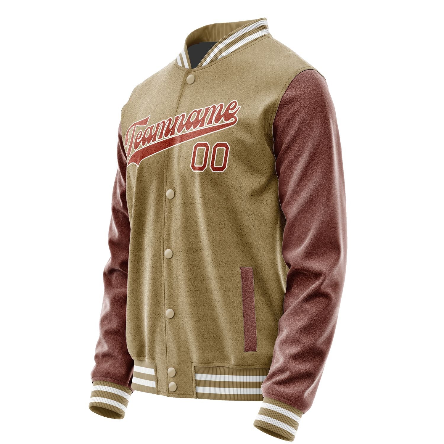 Custom Light Khaki Coral Red Jacket JA2525162518B31816