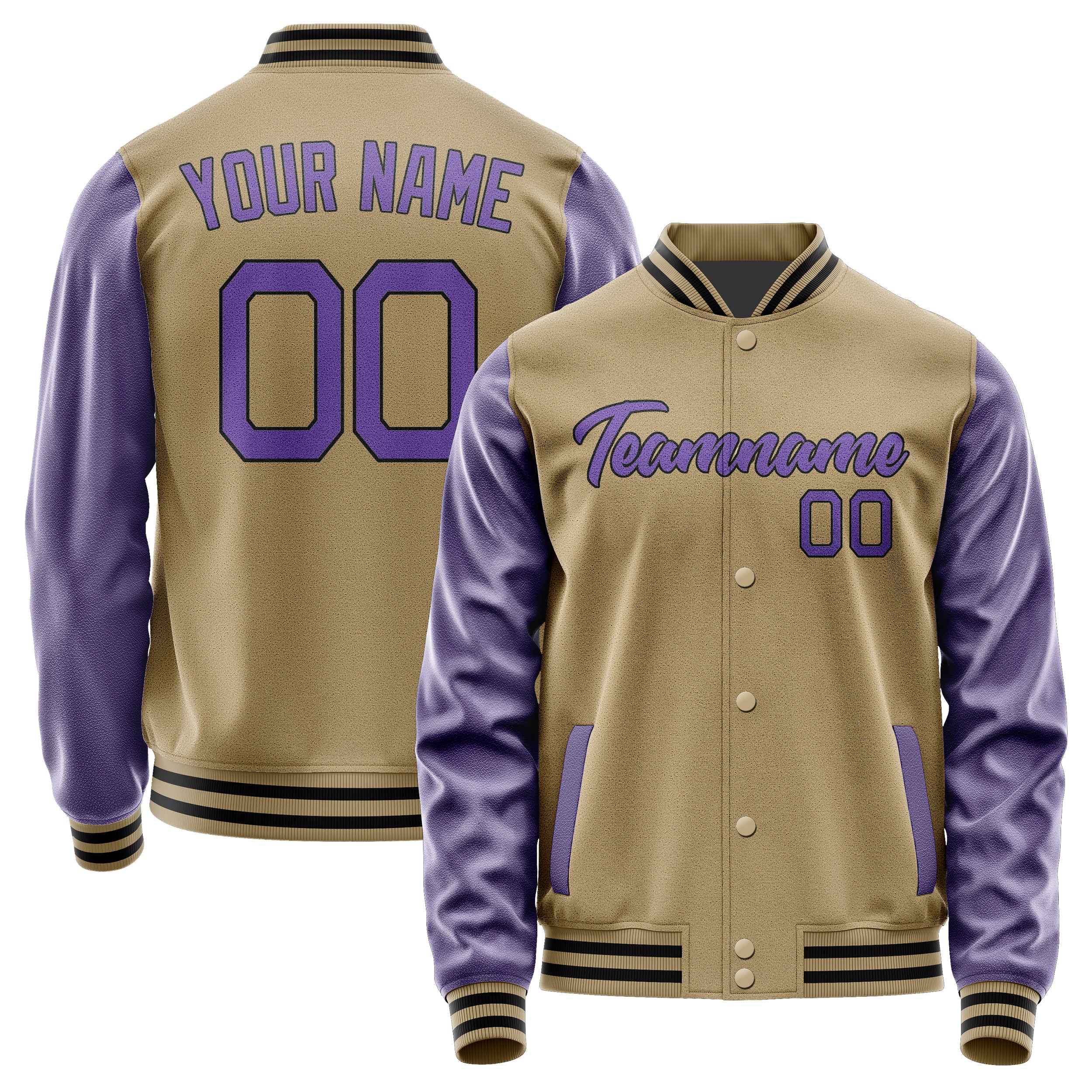 Custom Light Khaki Light Purple Jacket JA2525232517B21723
