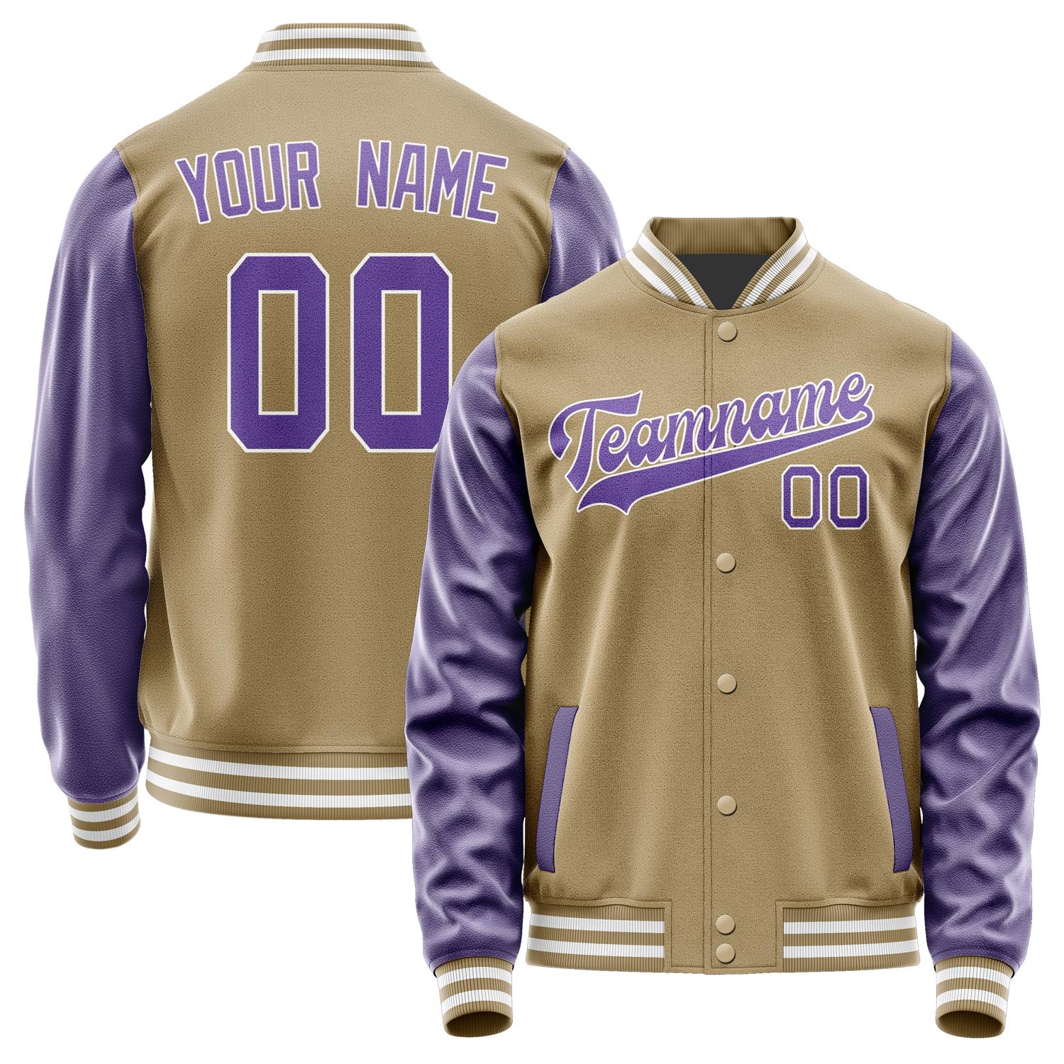 Custom Light Khaki Light Purple Jacket JA2525232518B31823
