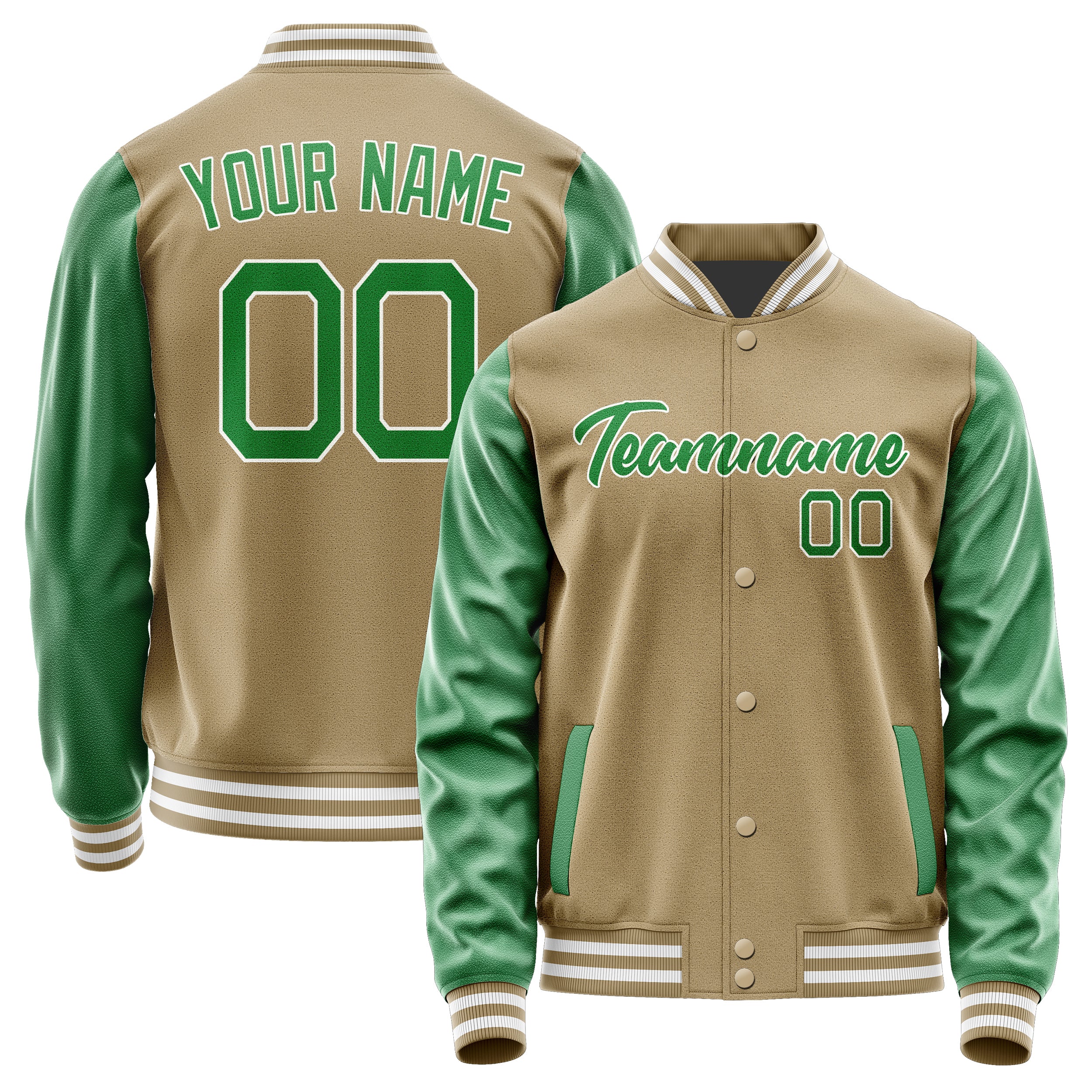 Custom Light Khaki Emerald Green Jacket JA2525242518B21824