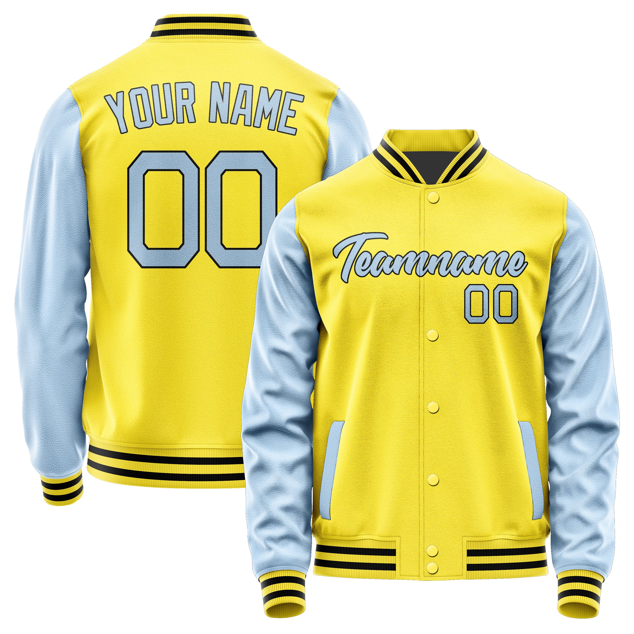 Custom Light Yellow Light Blue Jacket JA2626082617B21708