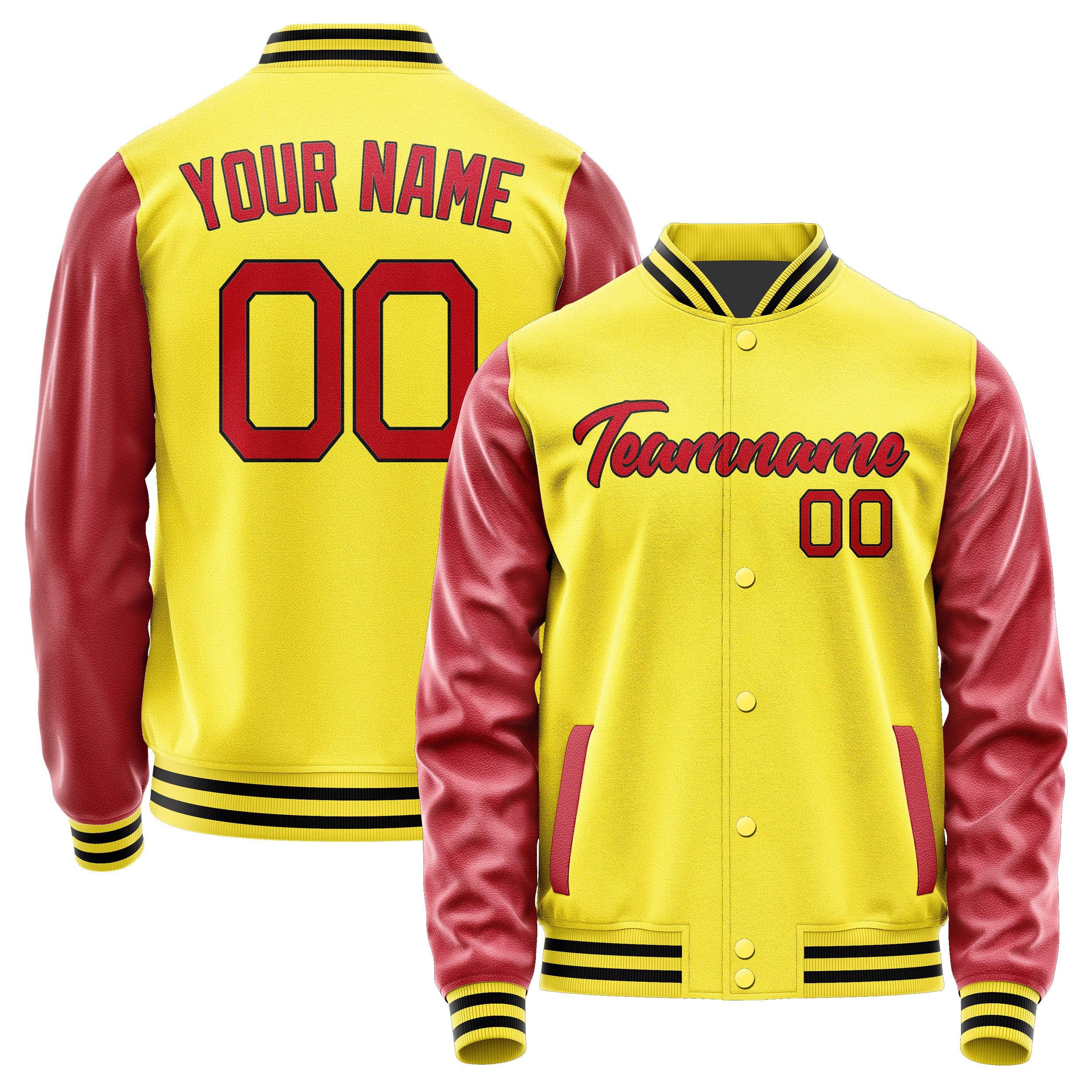 Custom Light Yellow Red Jacket JA2626142617B21714