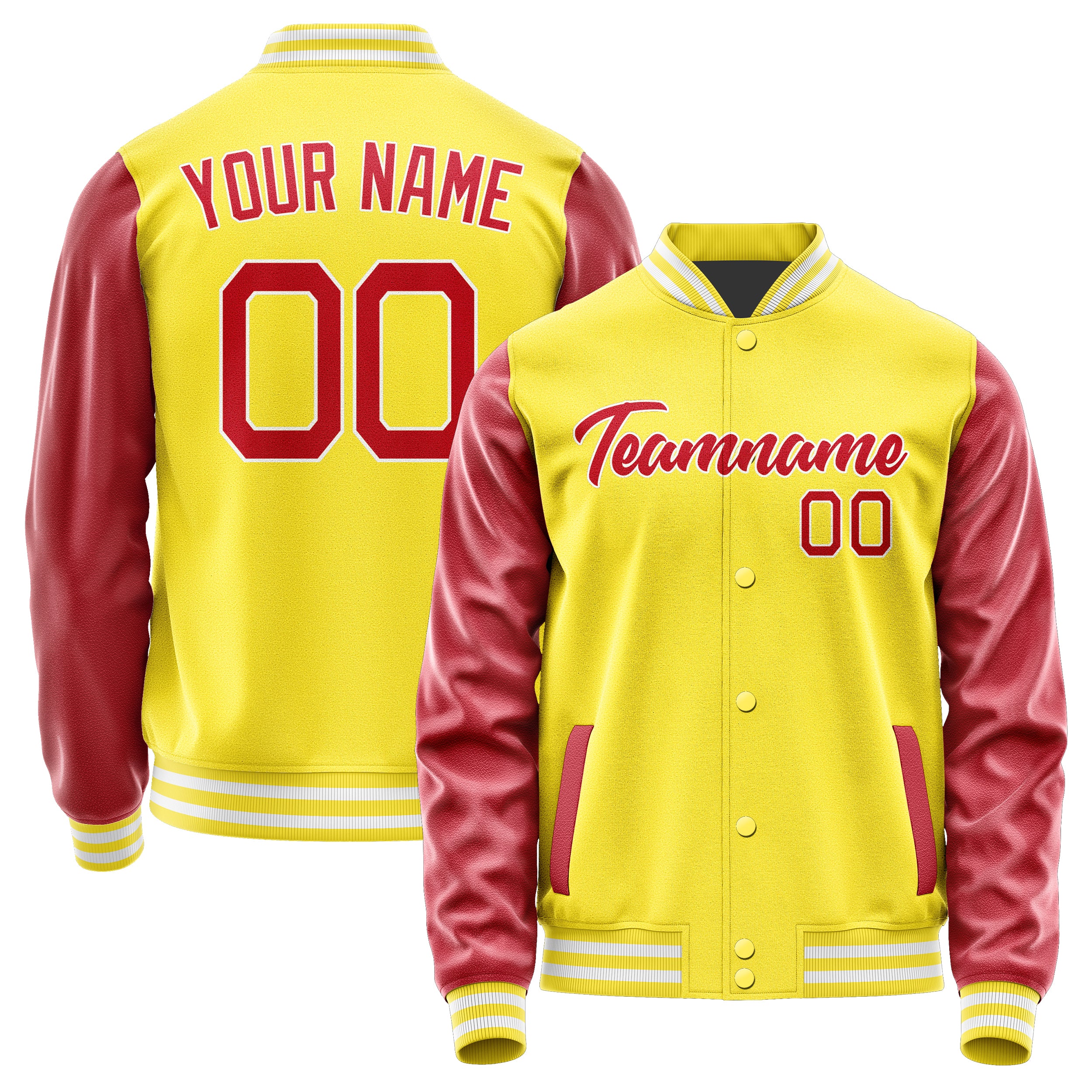 Custom Light Yellow Red Jacket JA2626142618B21814