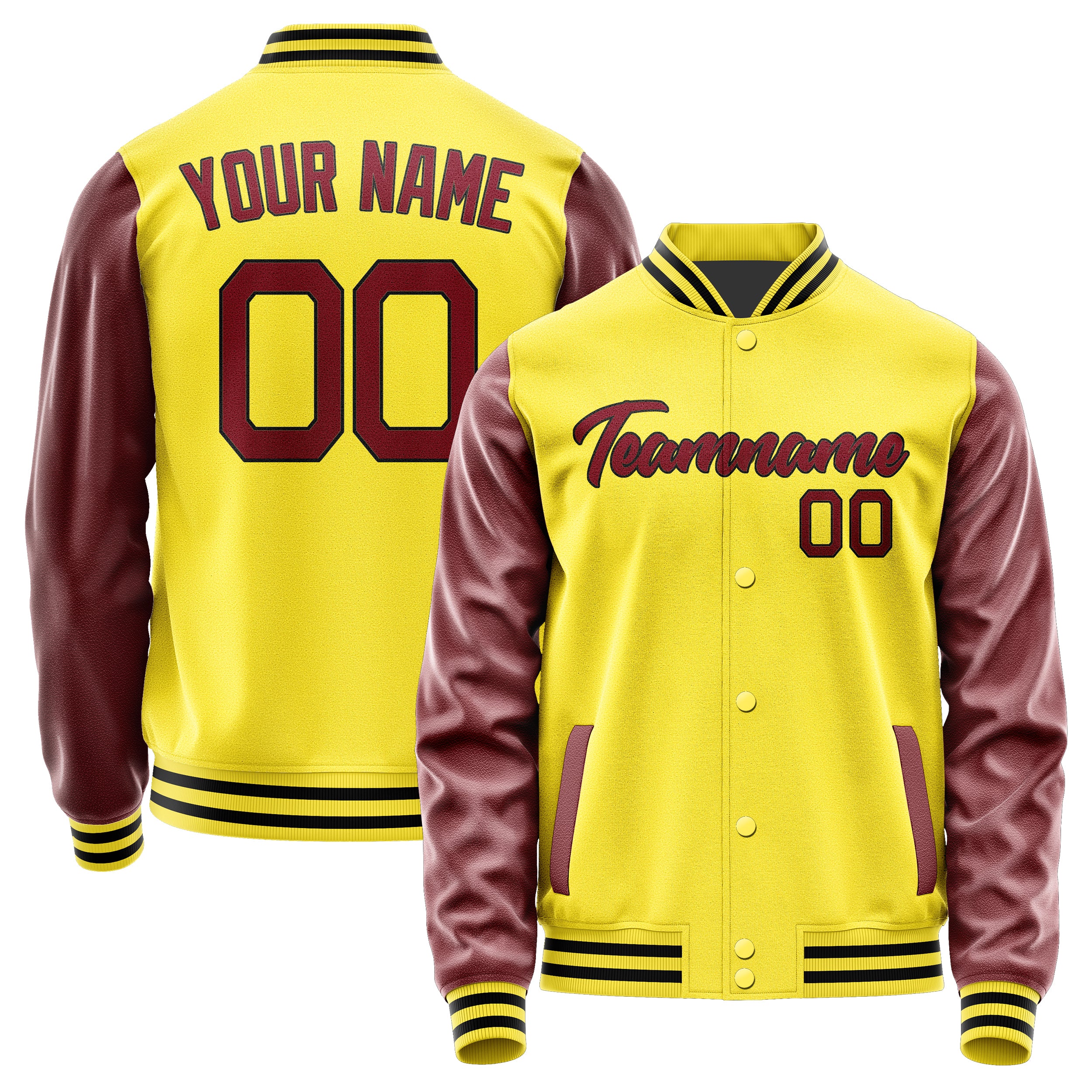 Custom Light Yellow Crimson Red Jacket JA2626152617B21715