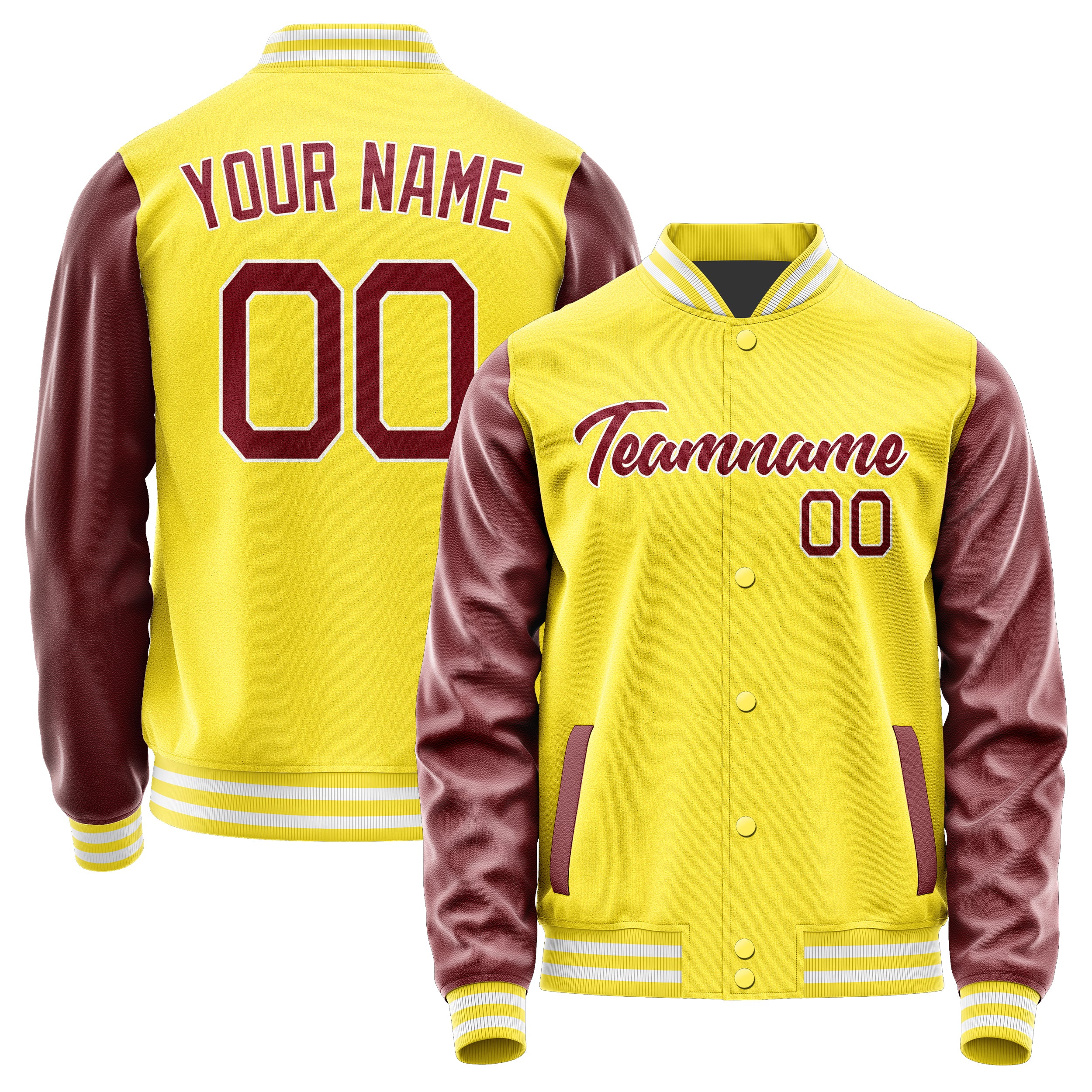 Custom Light Yellow Crimson Red Jacket JA2626152618B21815