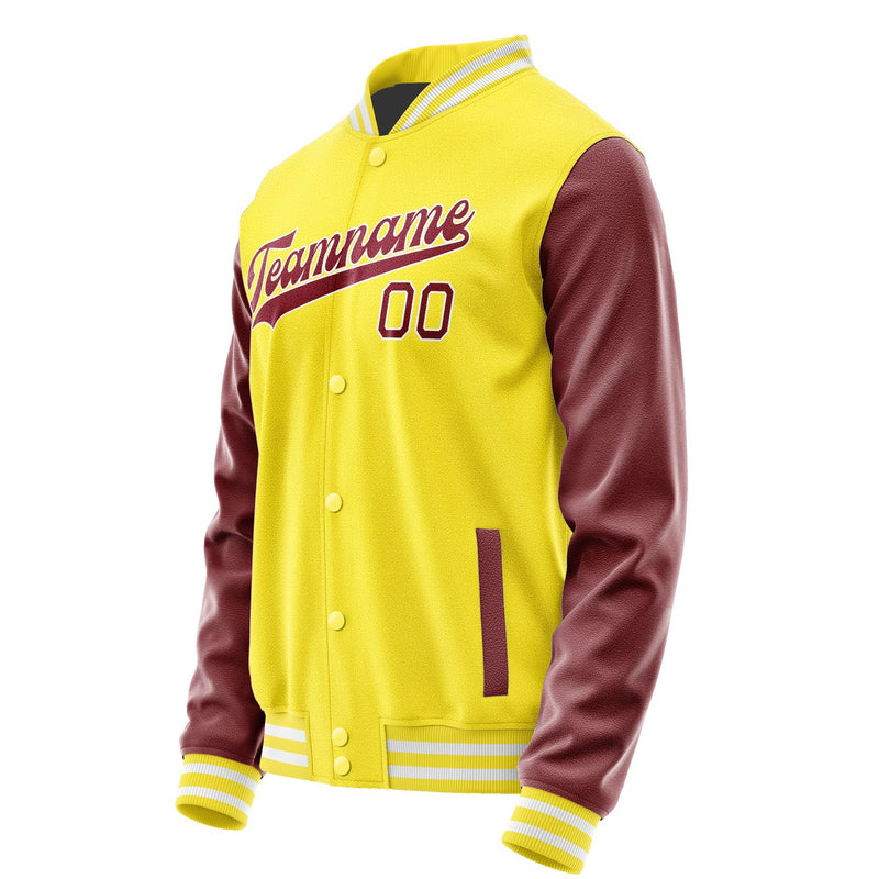 Custom Light Yellow Crimson Red Jacket JA2626152618B31815