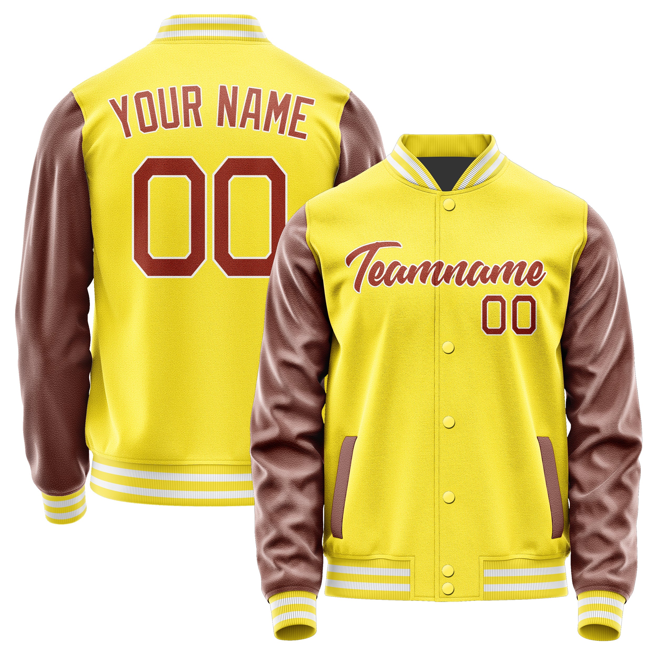 Custom Light Yellow Coral Red Jacket JA2626162618B21816