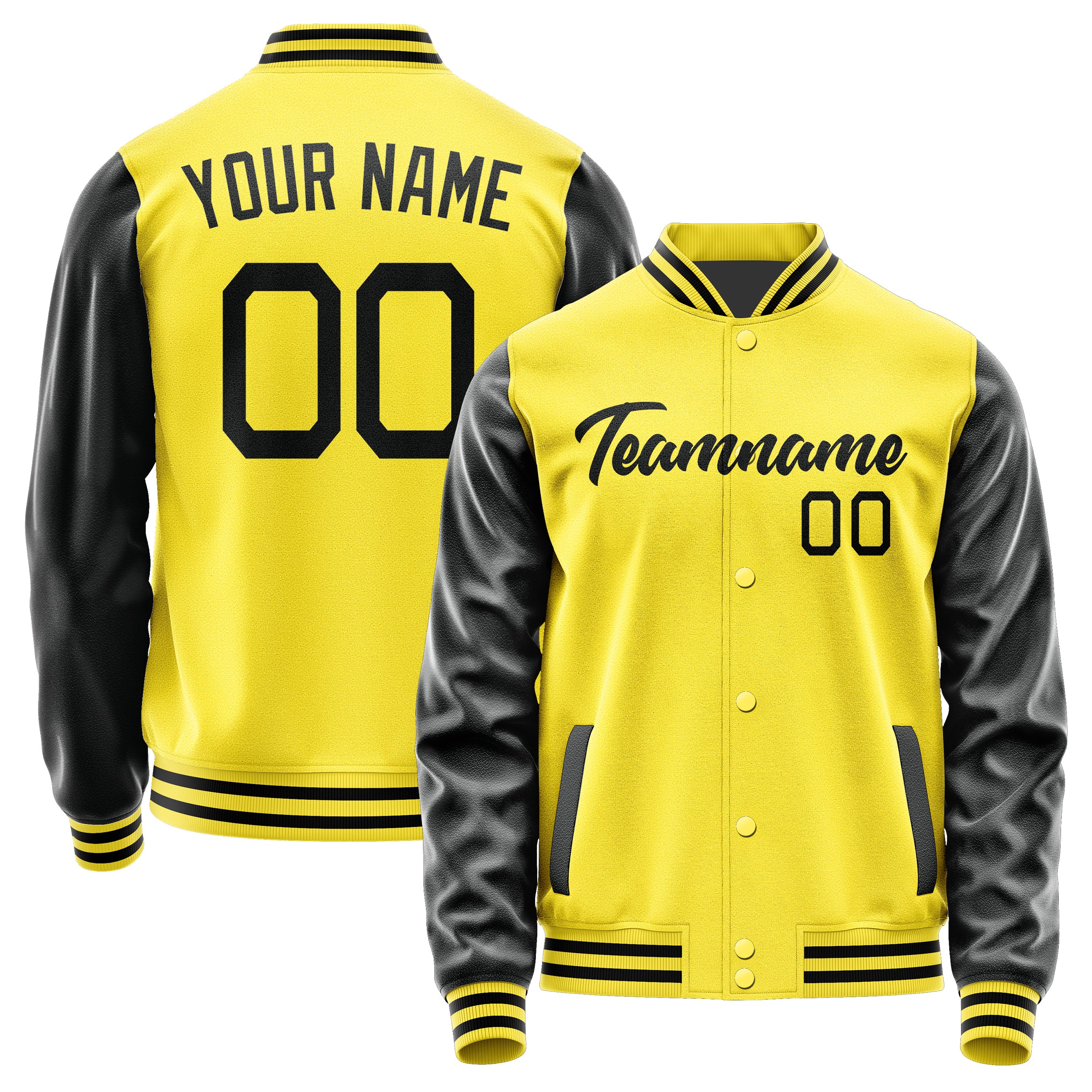 Custom Light Yellow Black Jacket JA2626172617B21717