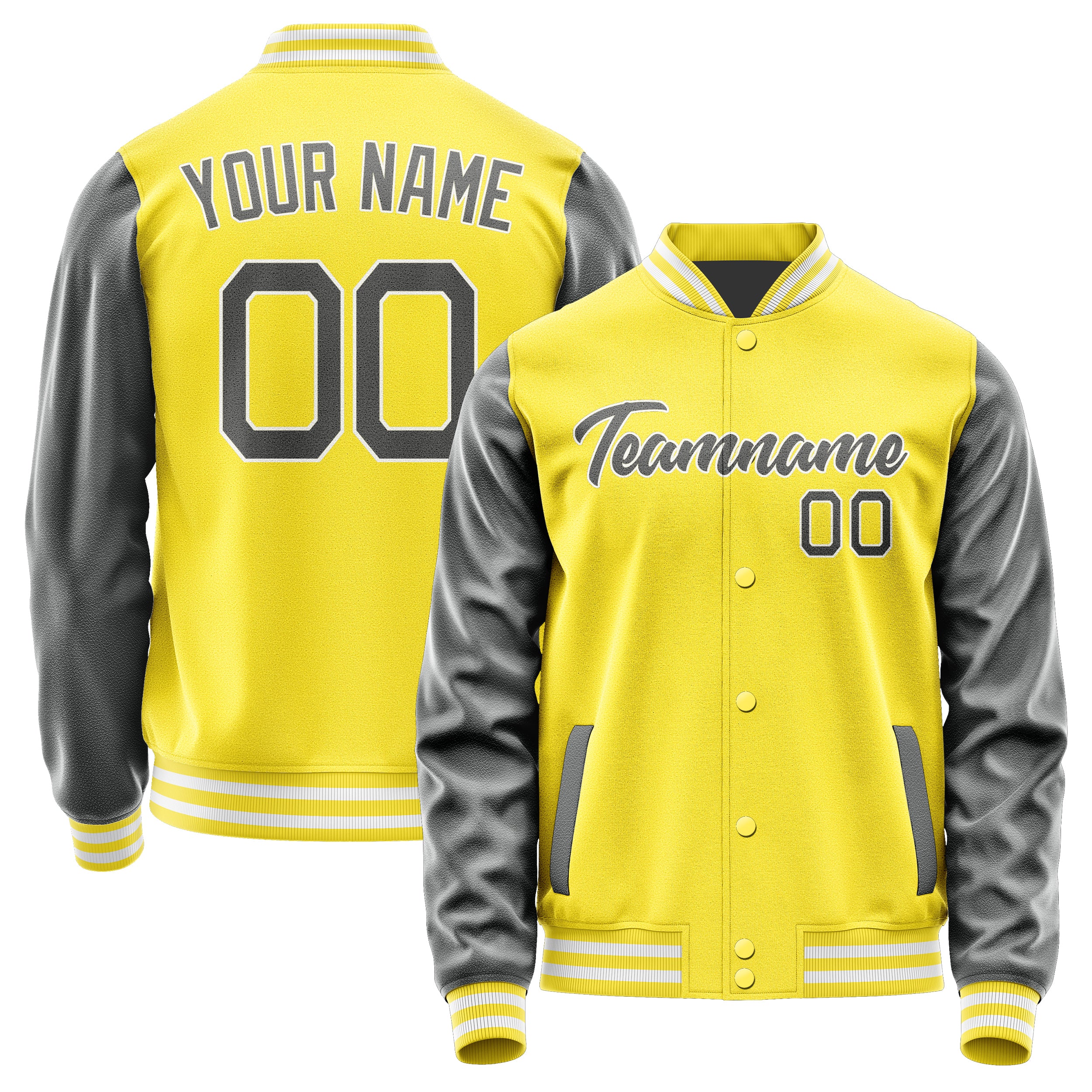 Custom Light Yellow Dark Grey Jacket JA2626202618B21820