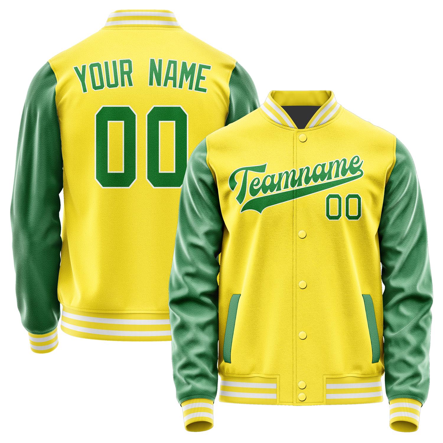 Custom Light Yellow Emerald Green Jacket JA2626242618B31824