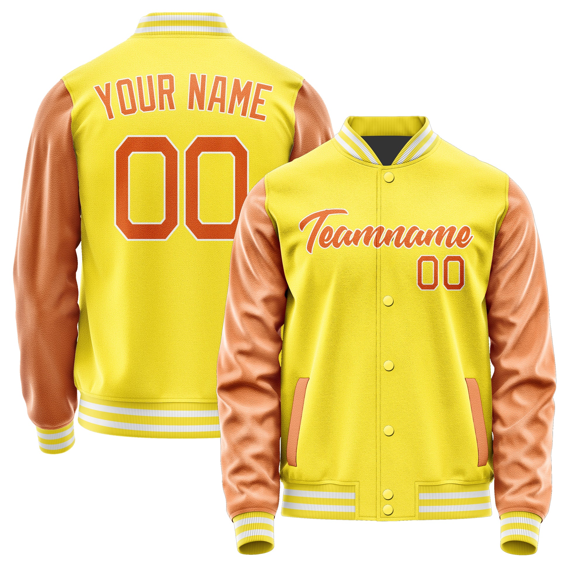 Custom Light Yellow Orange Jacket JA2626282618B21828