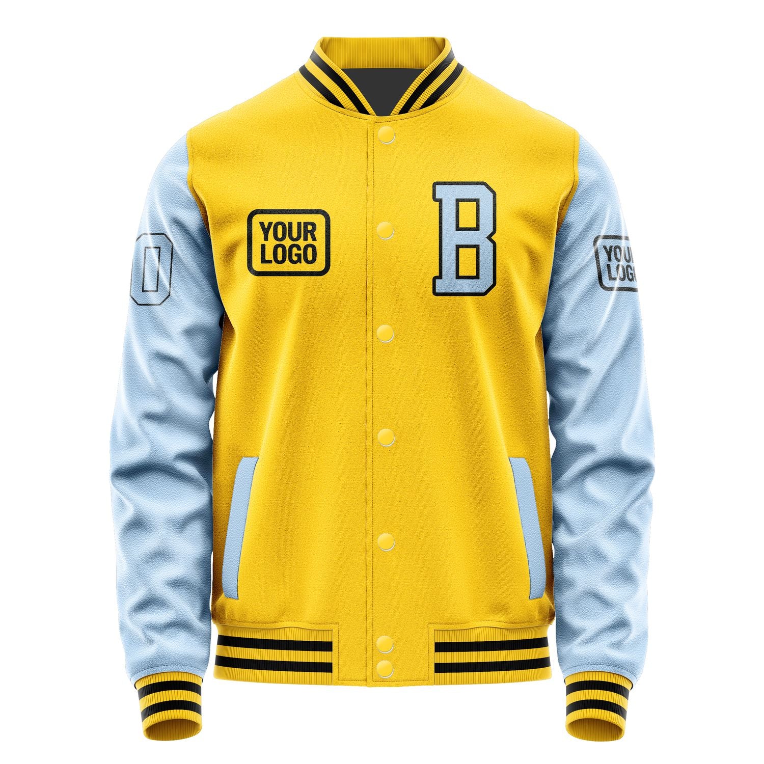 Custom Gold Light Blue Jacket JA303008301717080817