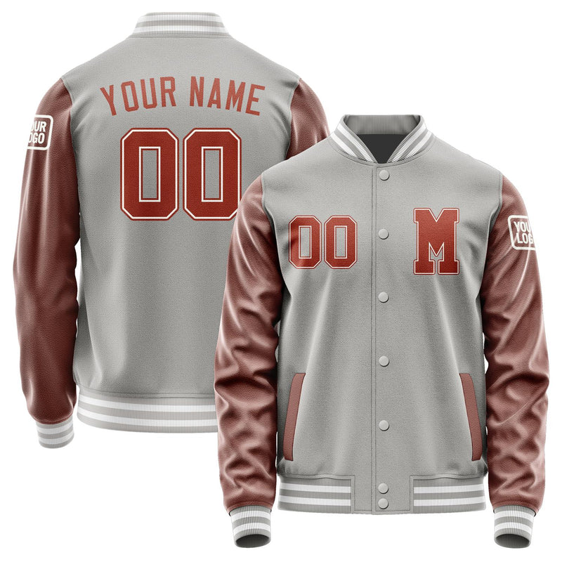Custom Gray Coral Red Jacket Jb0404160418161818