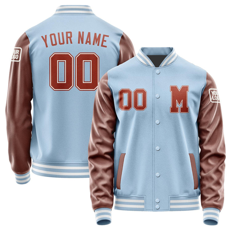 Custom Light Blue Coral Red Jacket Jb0808160818161818