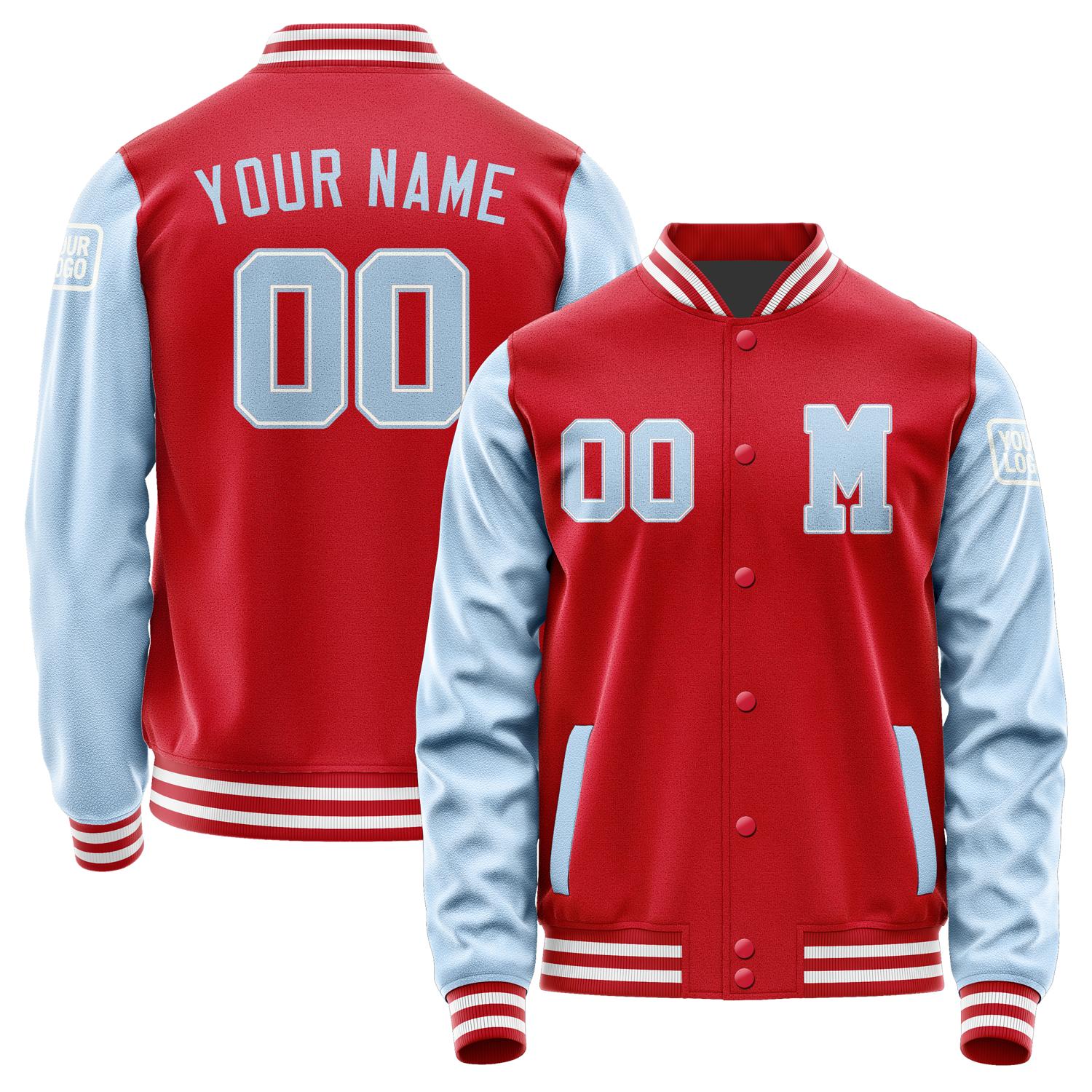 Custom Red Light Blue Jacket Jb1414081418081818