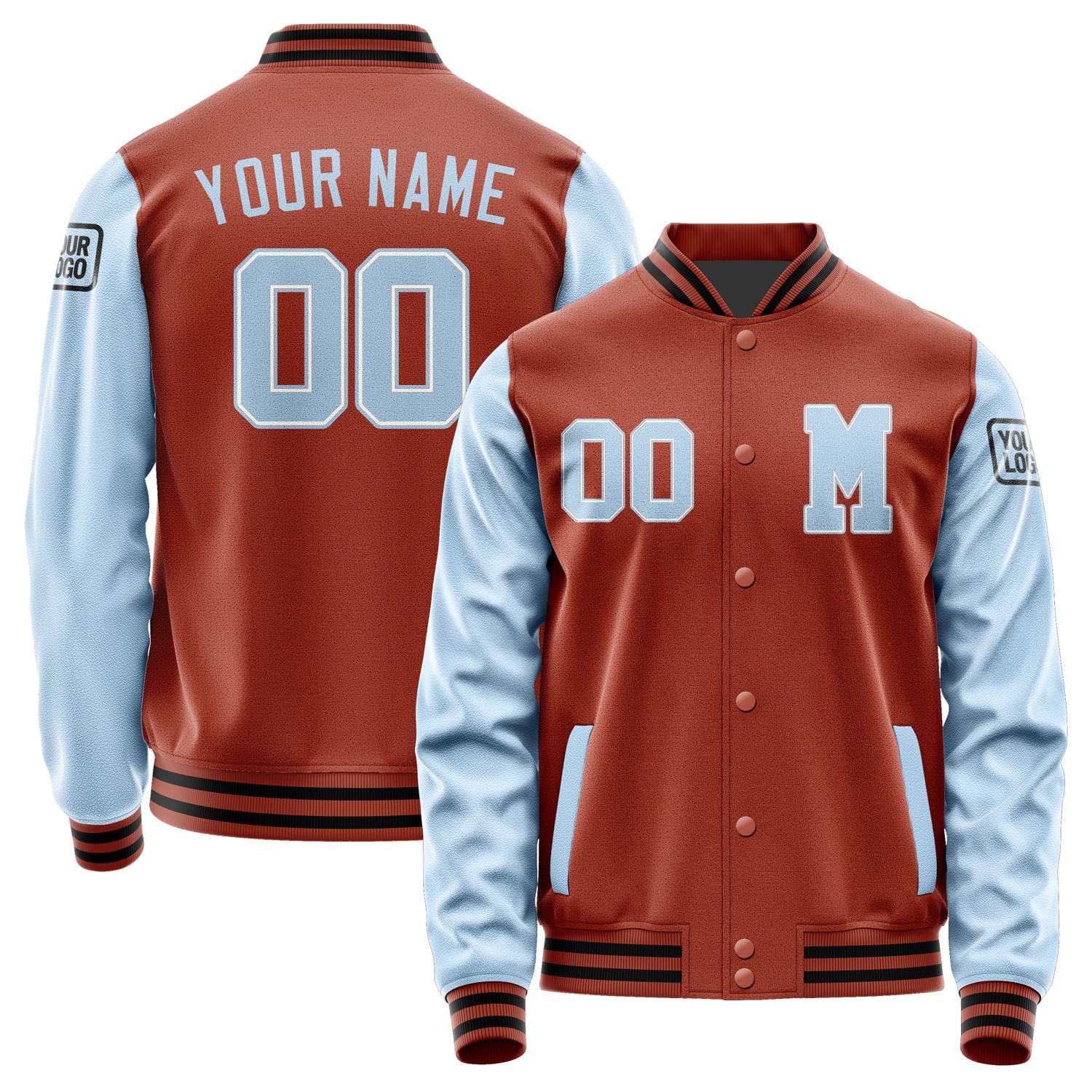 Custom Coral Red Light Blue Jacket Jb1616081617081817