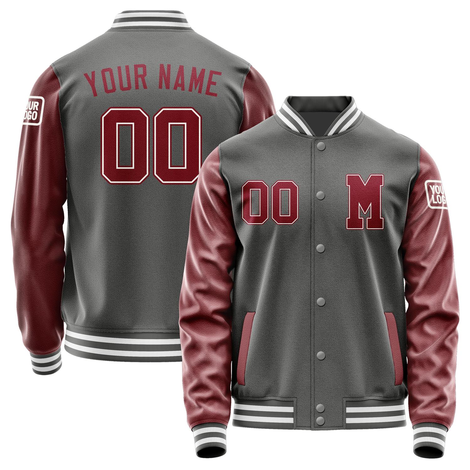 Custom Dark Grey Crimson Red Jacket Jb2020152018151818