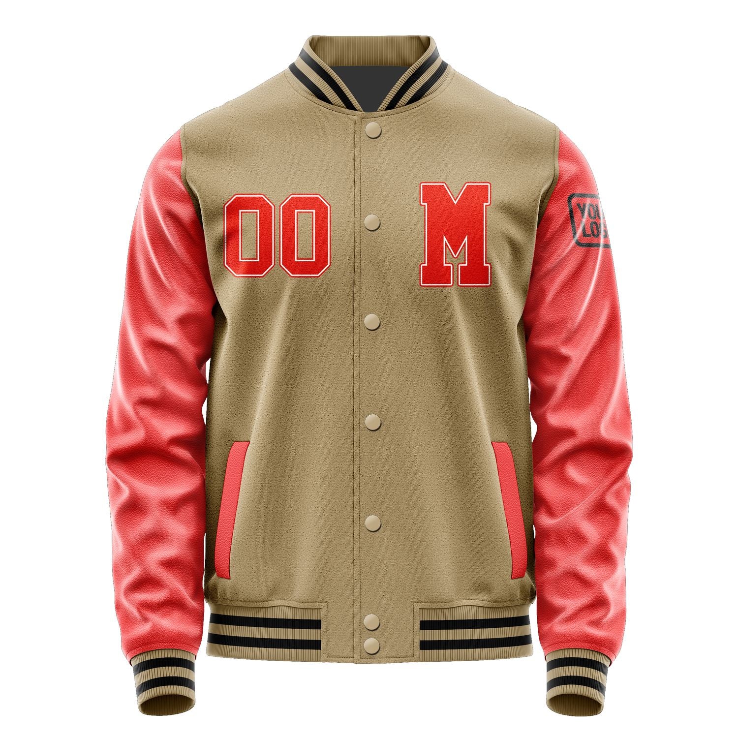 Custom Light Khaki Orange Red Jacket Jb2525122517121817