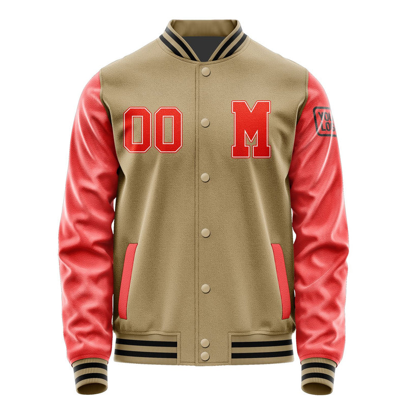 Custom Light Khaki Orange Red Jacket Jb2525122517121817
