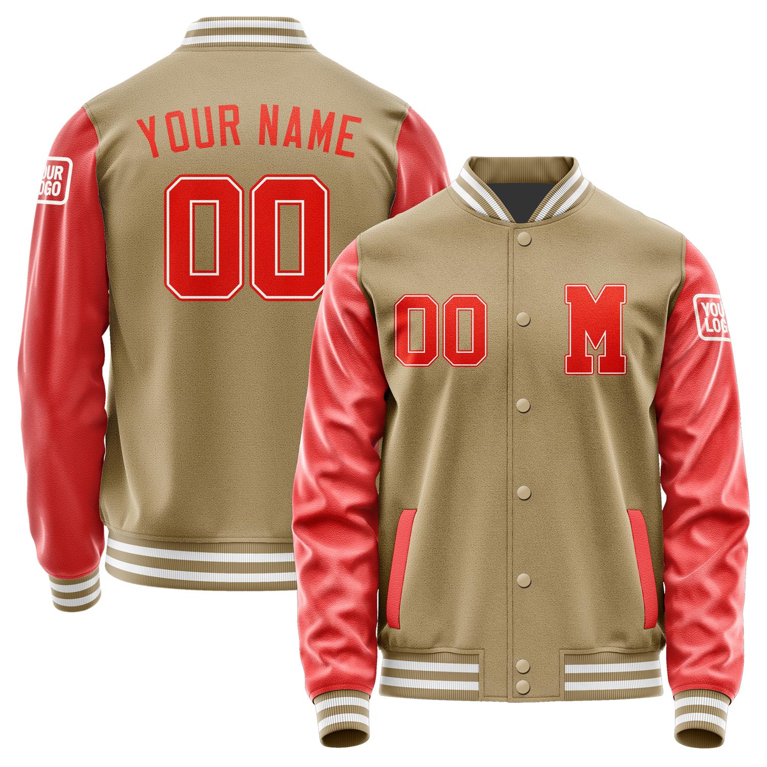 Custom Light Khaki Orange Red Jacket Jb2525122518121818