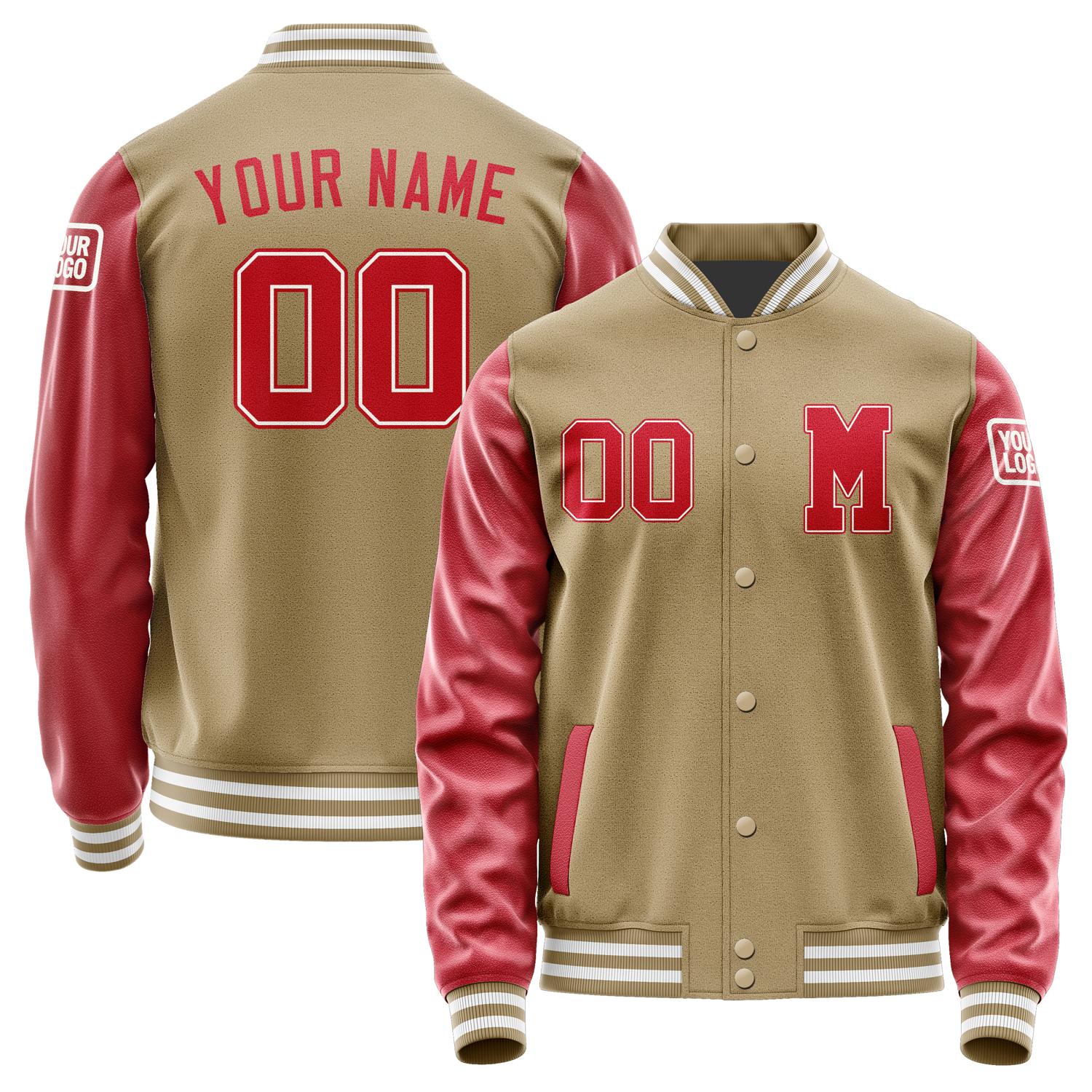 Custom Light Khaki Red Jacket Jb2525142518141818