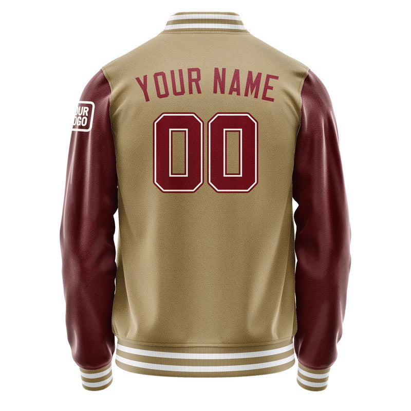 Custom Light Khaki Crimson Red Jacket Jb2525152518151818