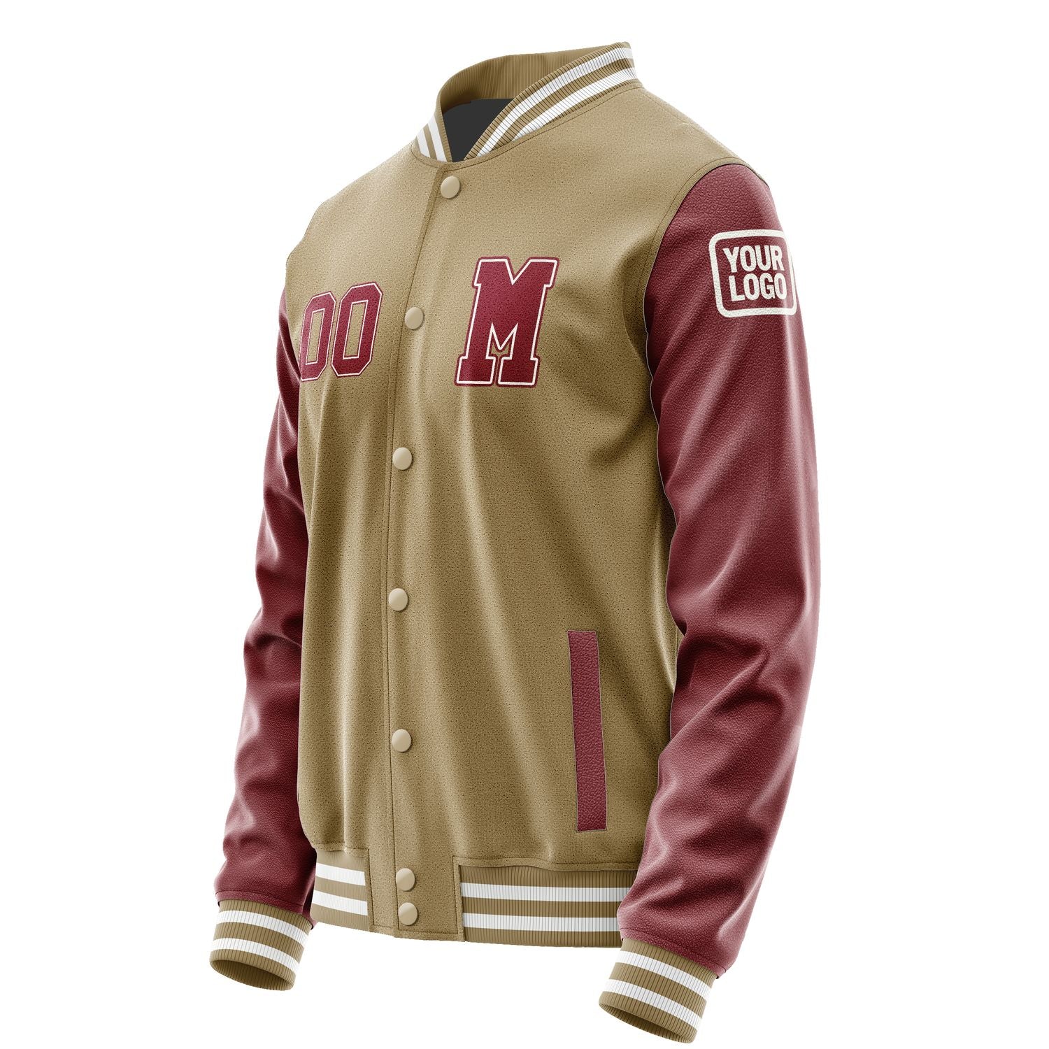 Custom Light Khaki Crimson Red Jacket Jb2525152518151818