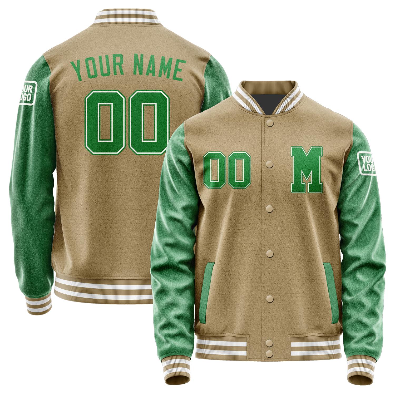 Custom Light Khaki Emerald Green Jacket Jb2525242518241818