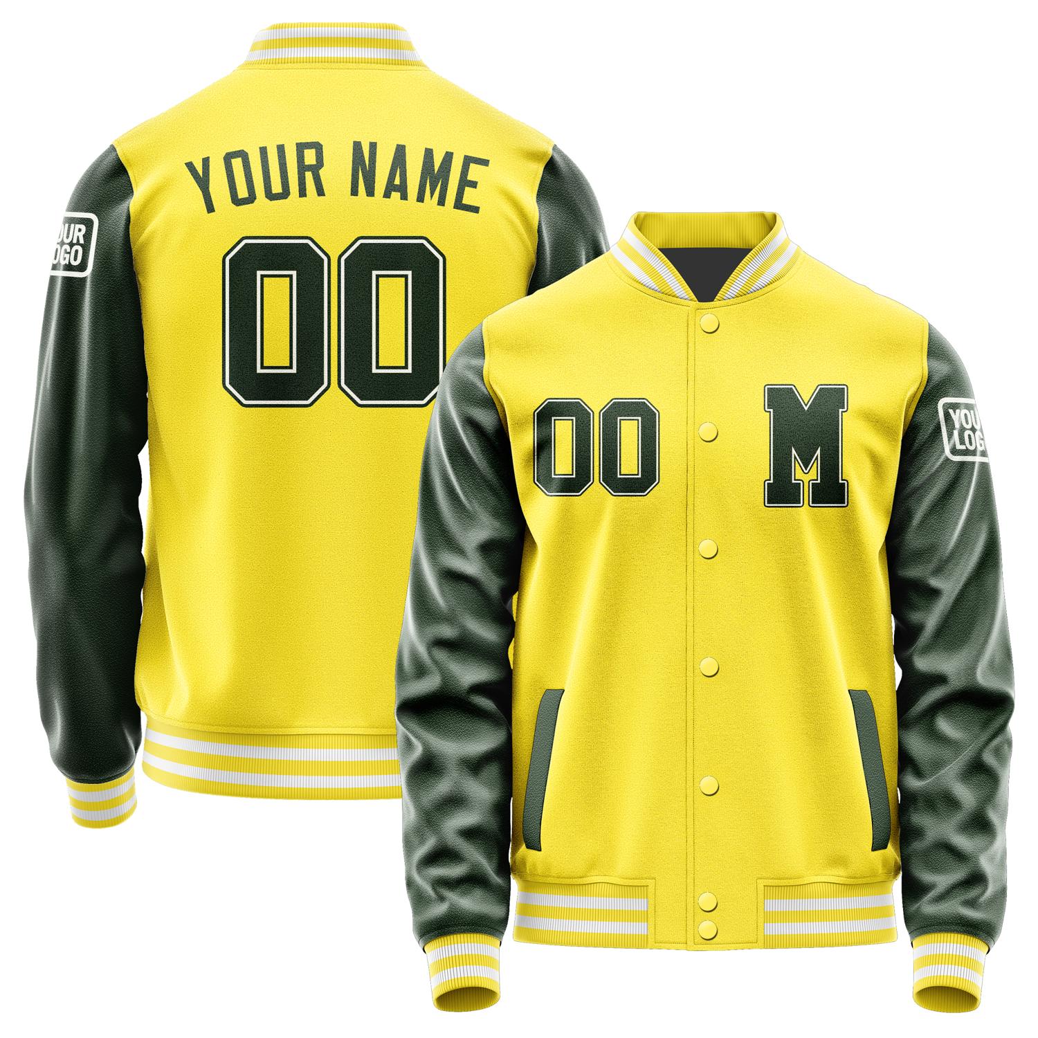 Custom Light Yellow Dark Green Jacket Jb2626062618061818