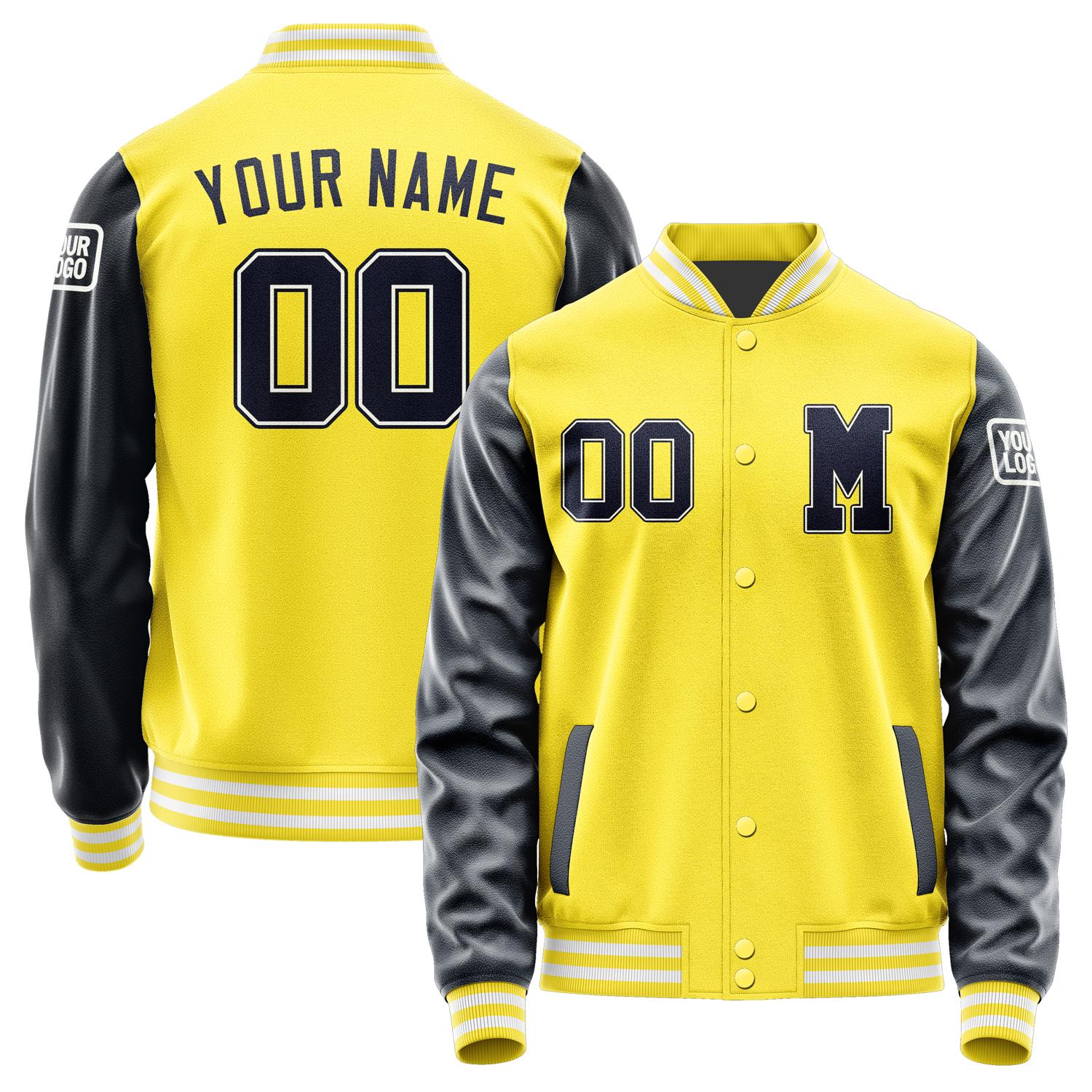 Custom Light Yellow Navy Jacket Jb2626112618111818