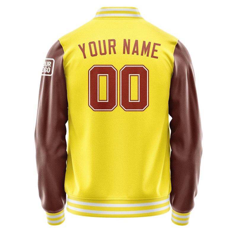 Custom Light Yellow Coral Red Jacket Jb2626162618161818