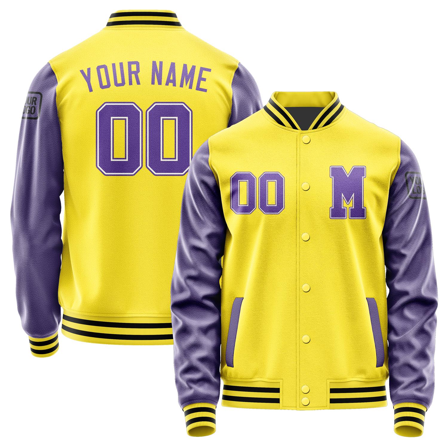 Custom Light Yellow Light Purple Jacket Jb2626232617231817