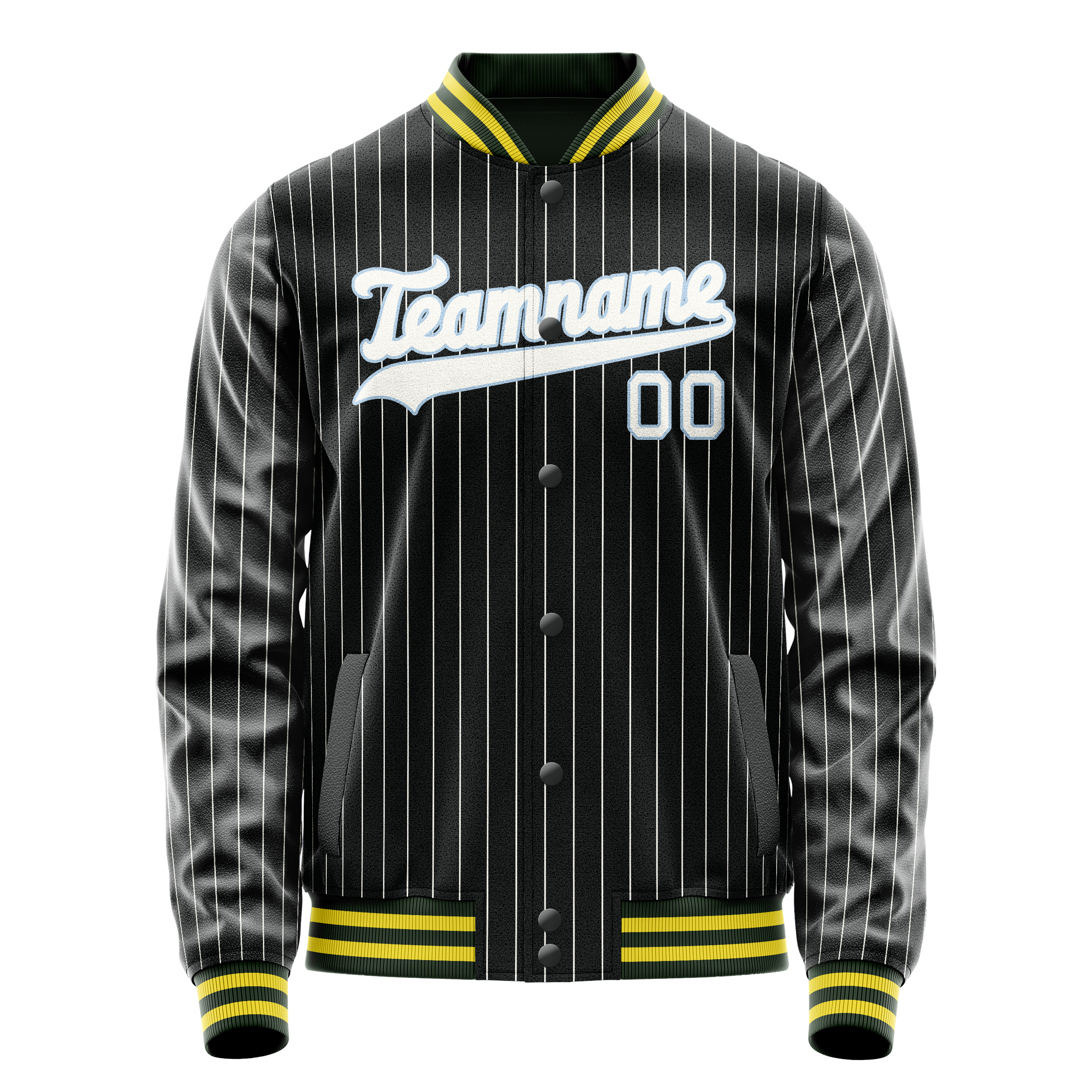 Custom Black White Gray Pinstripe Varsity Letterman Jacket JA02240617HF045