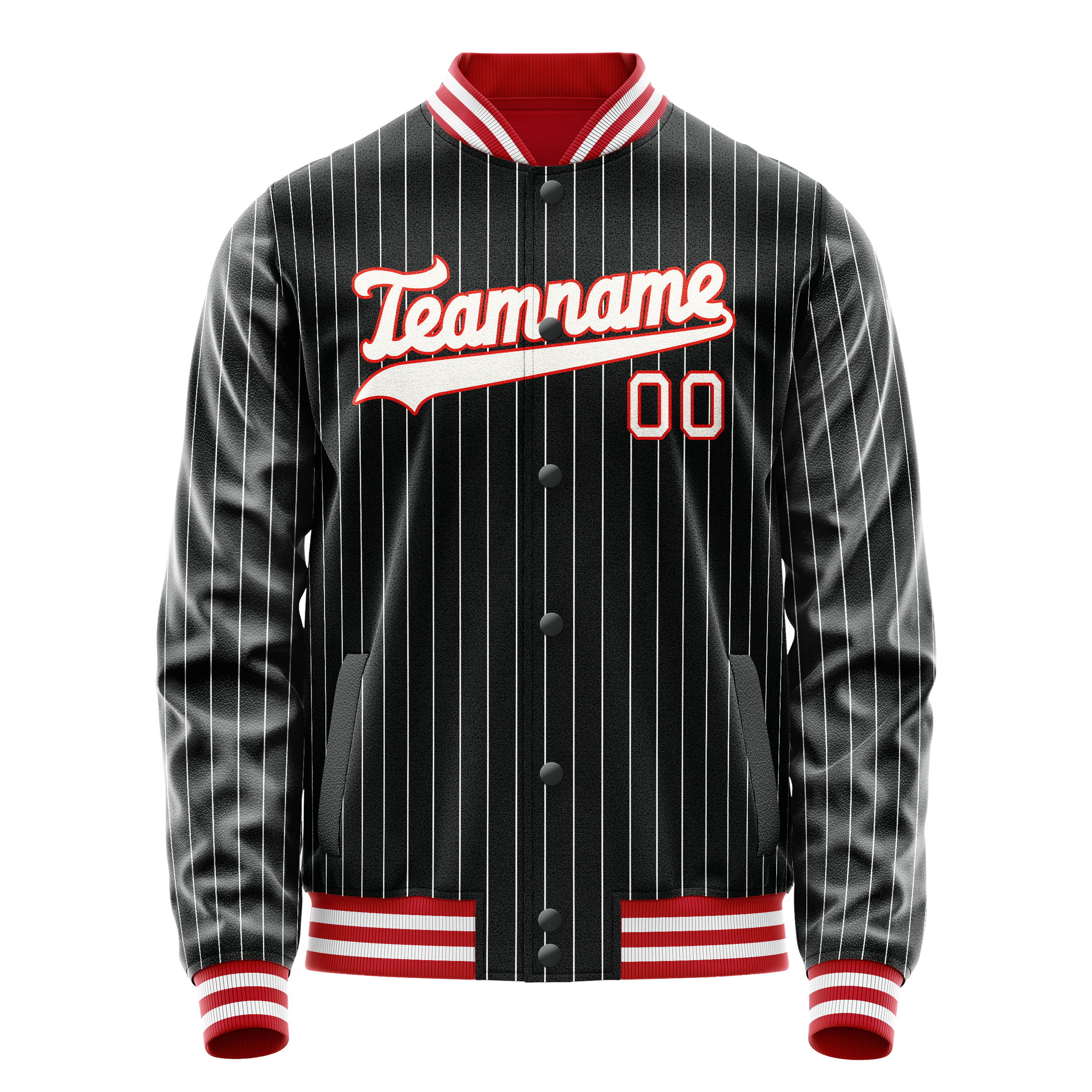 Custom Black Orange White Pinstripe Varsity Letterman Jacket JA02240617HF038