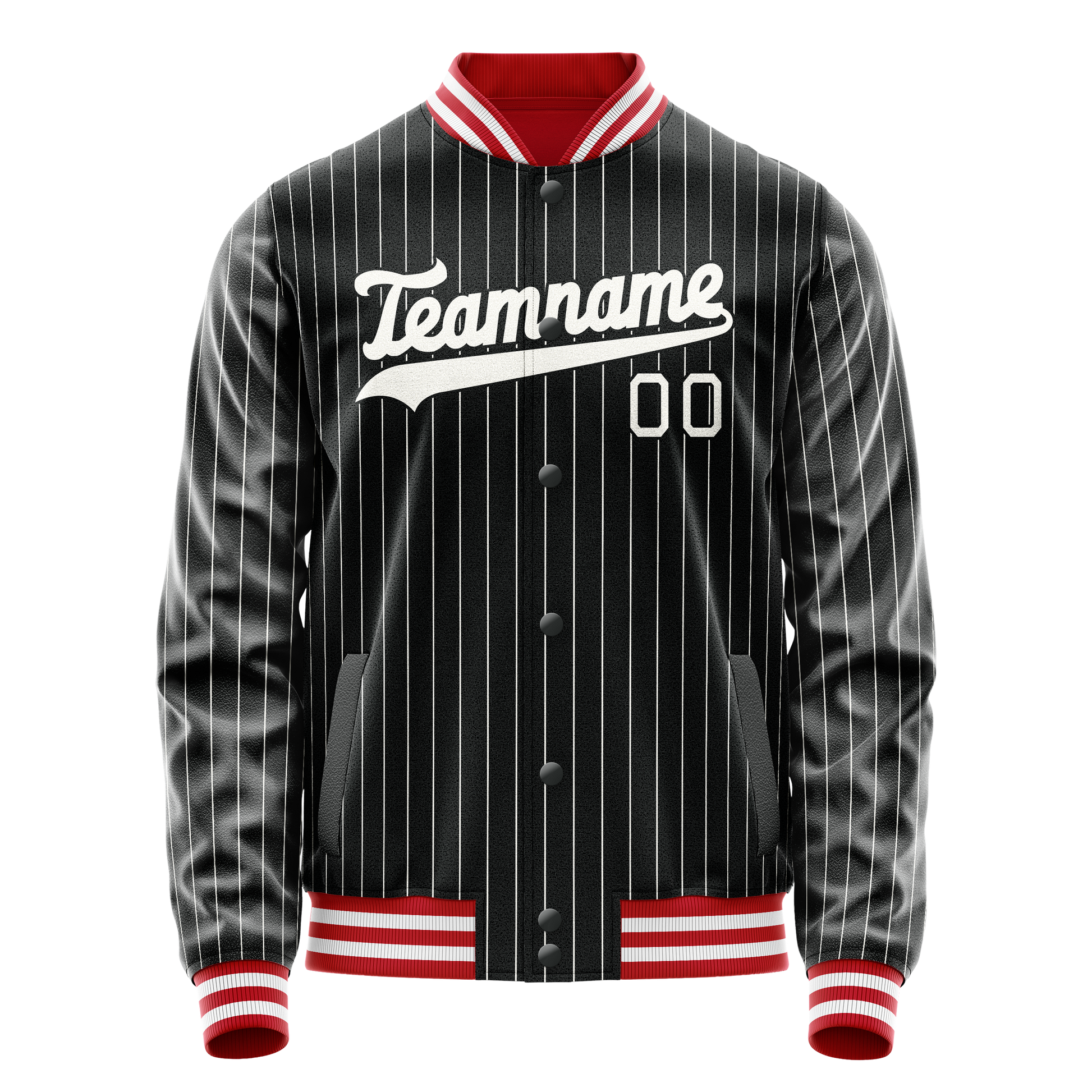 Custom Black White Gray Pinstripe Varsity Letterman Jacket JA02240617HF047