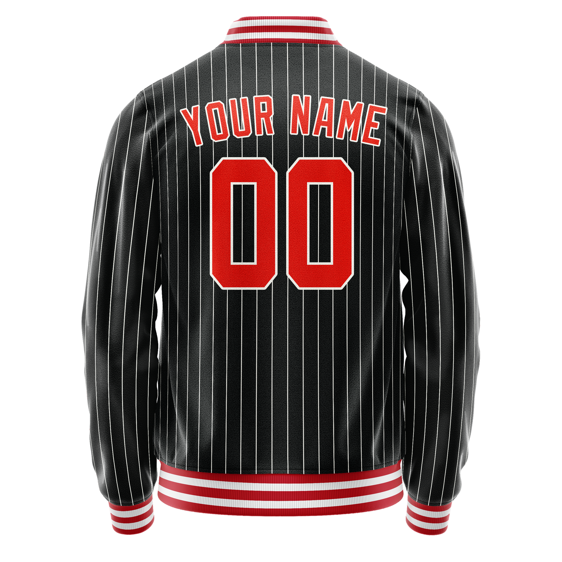 Custom Black Orange Gray Pinstripe Varsity Letterman Jacket JA02240617HF037