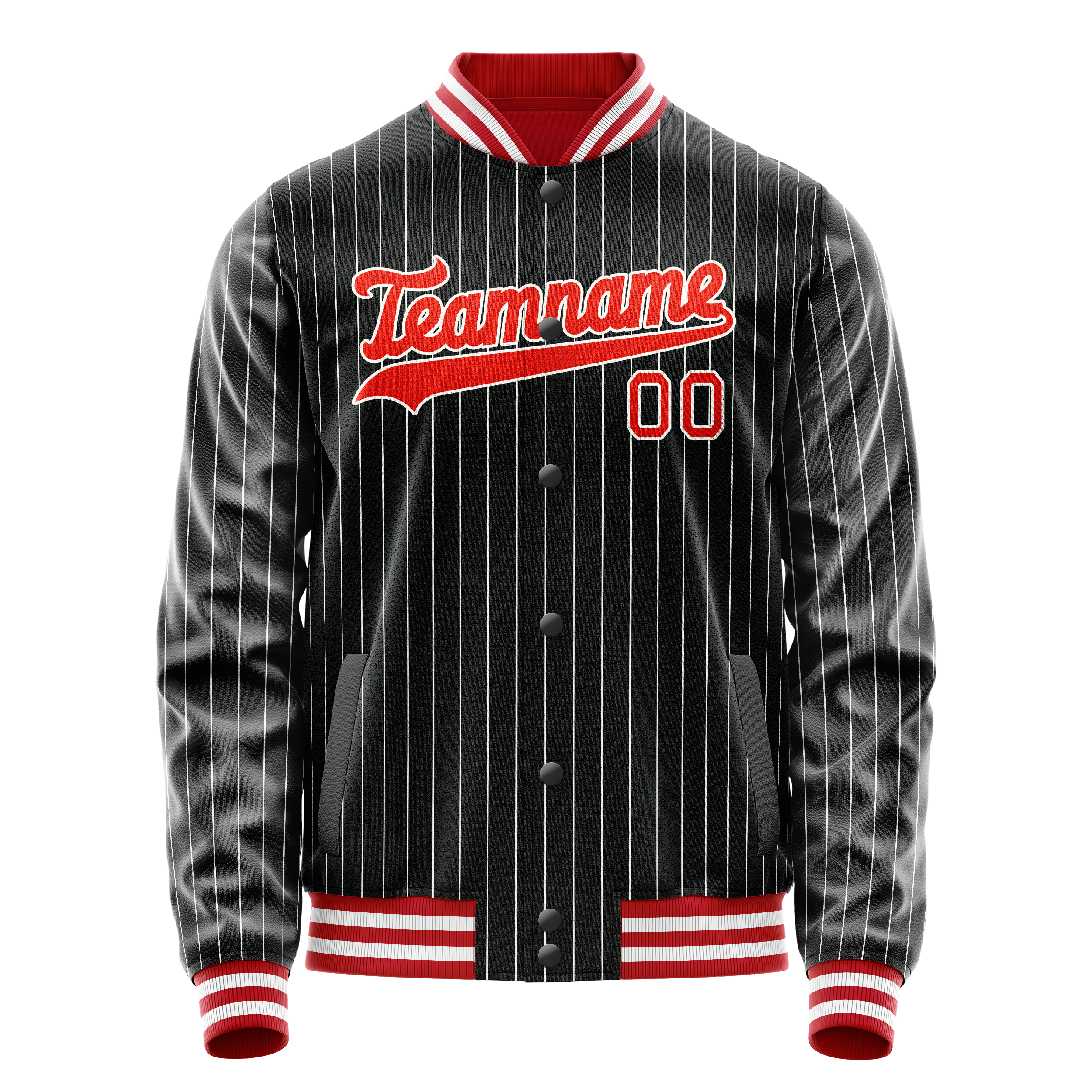 Custom Black Orange Gray Pinstripe Varsity Letterman Jacket JA02240617HF037