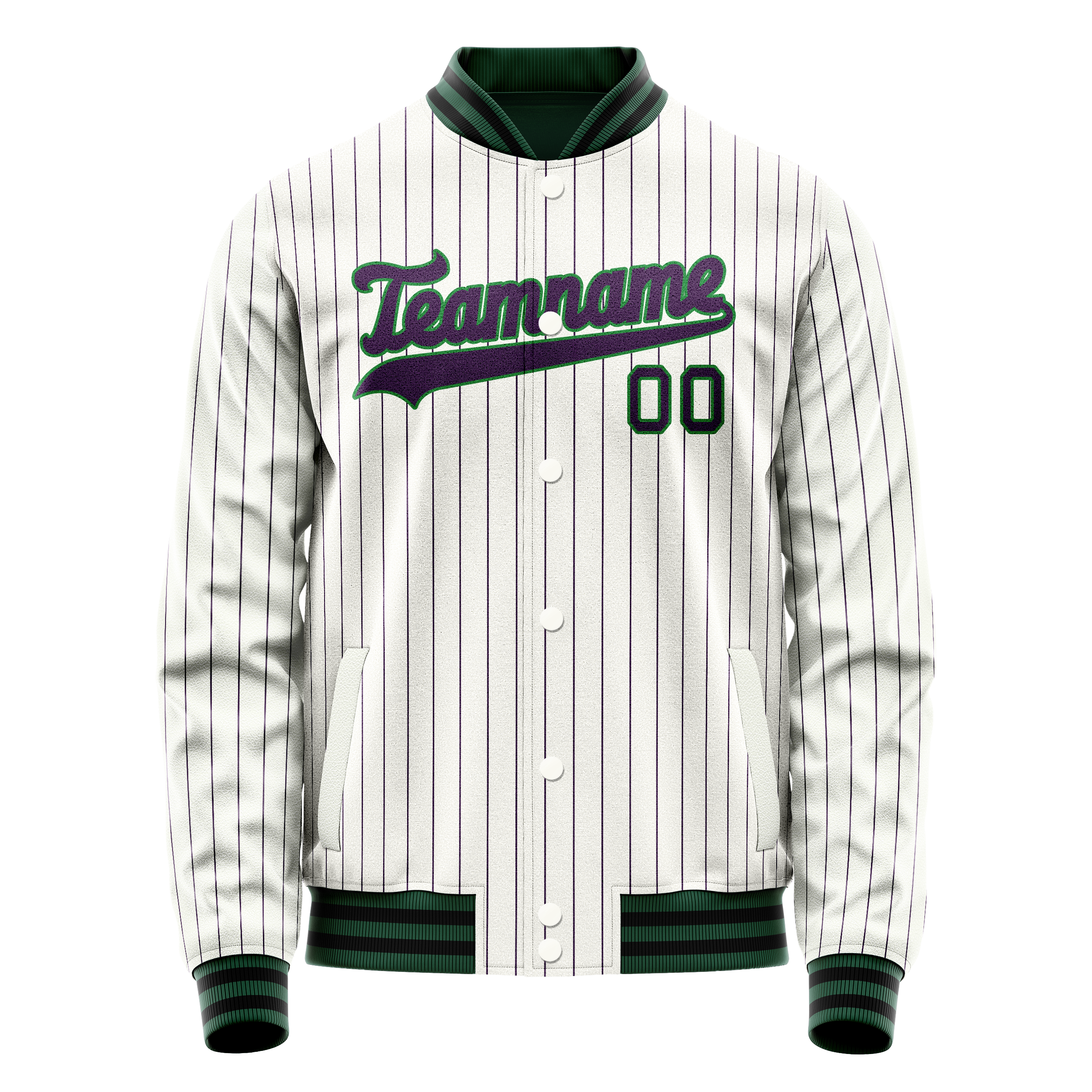 Custom White Navy Purple Pinstripe Varsity Letterman Jacket JA02240617JC487