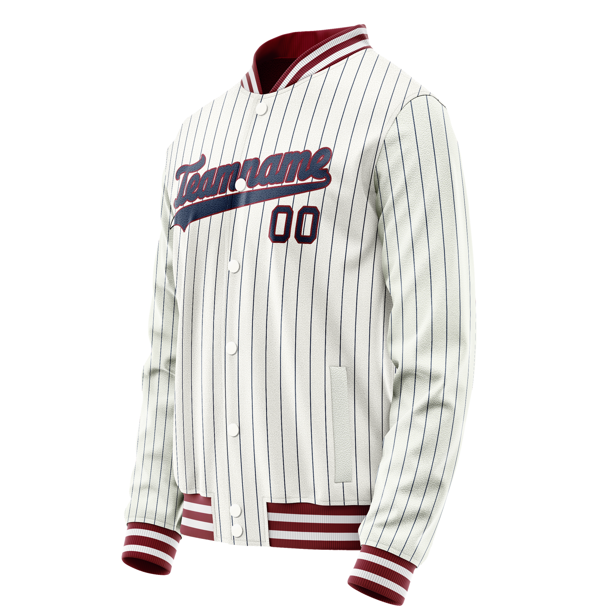 Custom White Royal Royal Pinstripe Varsity Letterman Jacket JA02240617JC479