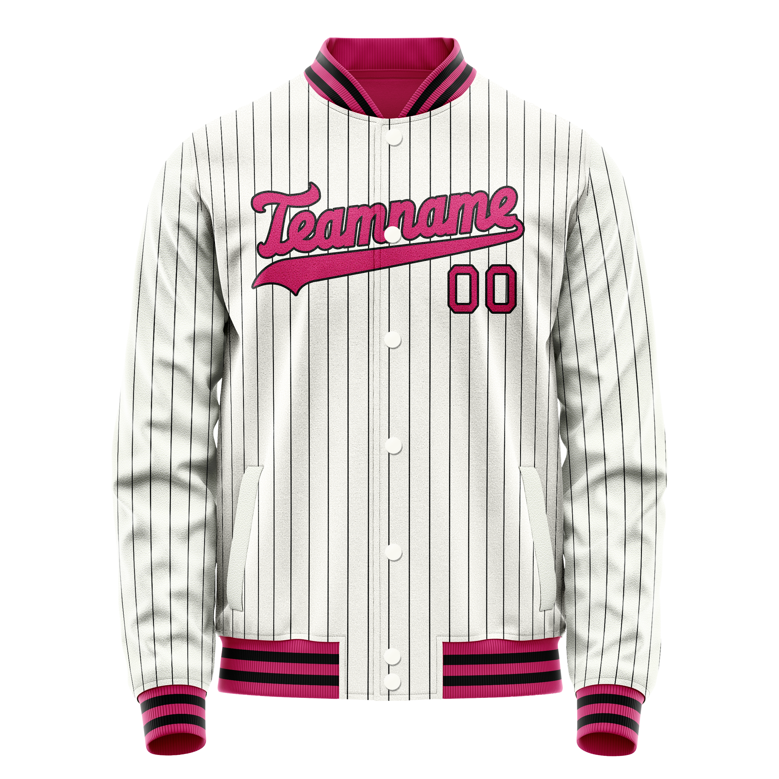 Custom White Red Black Pinstripe Varsity Letterman Jacket JA02240617JC495